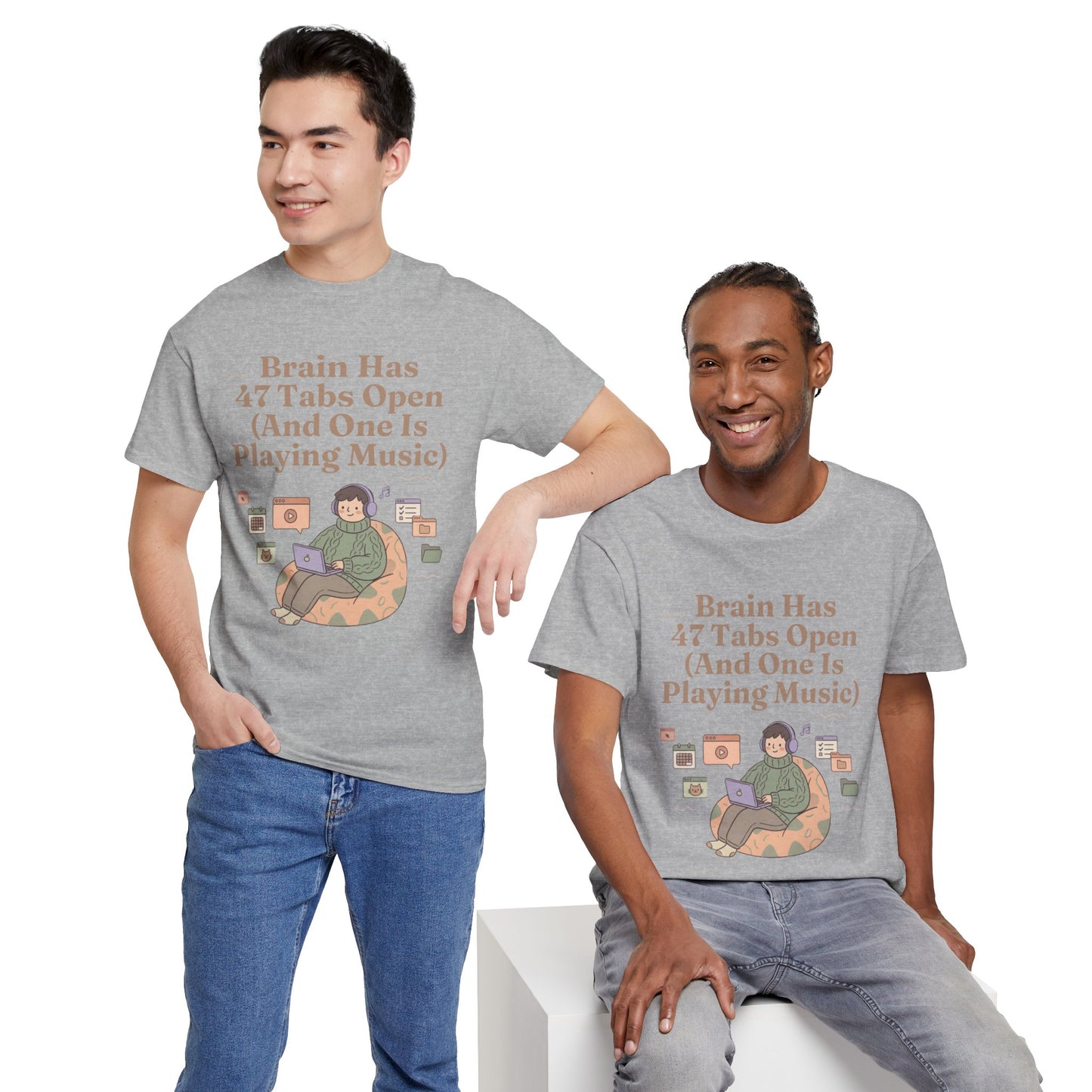 ADHD Lofi Aesthetic: 'Brain Has 47 Tabs Open (And One Is Playing Music)' Graphic Tee