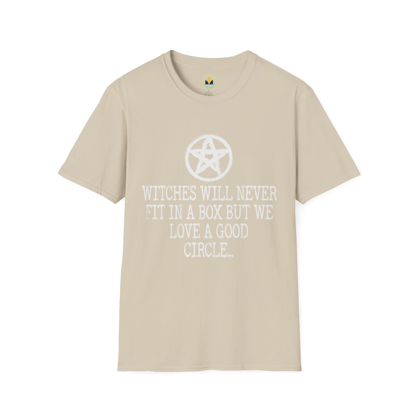 Witches Will Never Fit in a Box – Pentagram Circle Witchy T‑Shirt for Modern Coven Queens