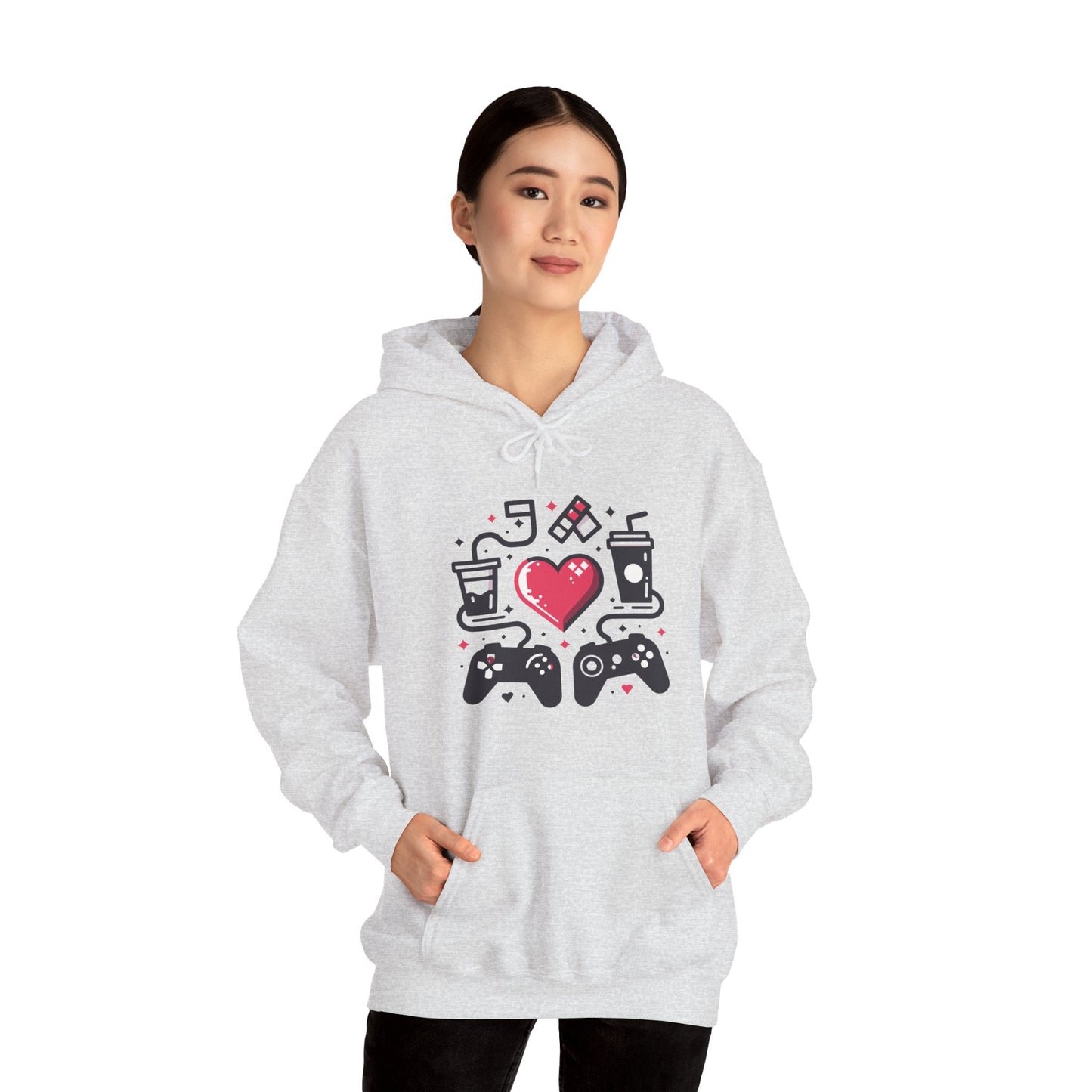 Viral Gamer Heart Life Hoodie - Retro Controllers Soda & Snacks Graphic Unisex Sweatshirt - Ultimate Gaming Gift