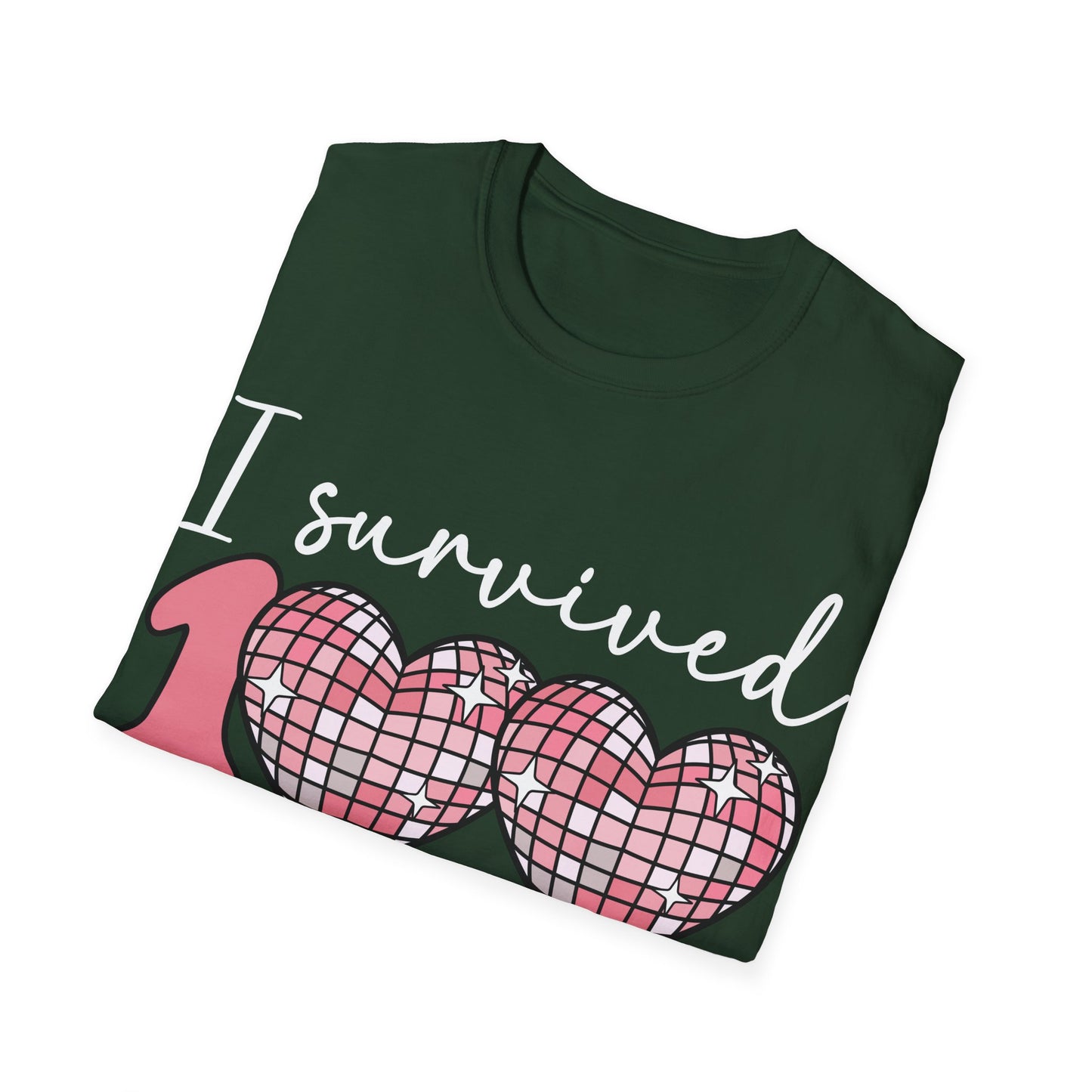 I Survived 100 Days of School Shirt | Funny Retro Disco Heart Black Tee | Groovy Teacher Student Humor Gift