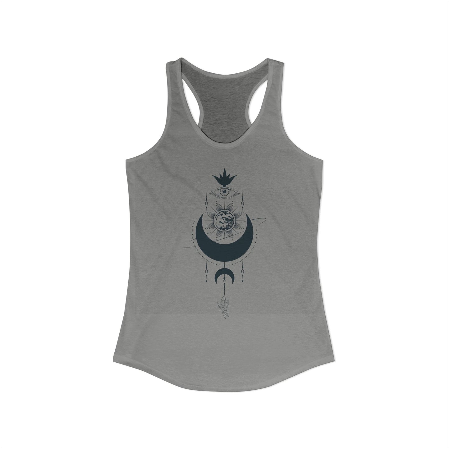 Mystic Moon Phases Racerback – Third Eye Hand & Celestial Mandala Witchy Tank