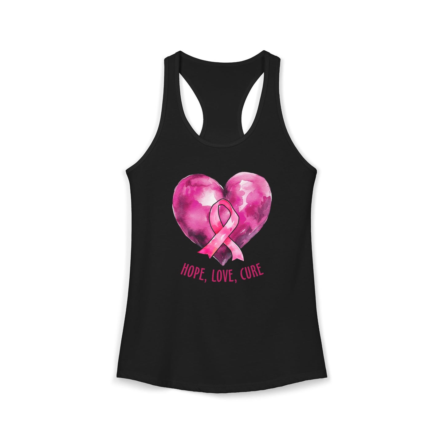 Heart of Hope" Watercolor Pink Ribbon Tank | Breast Cancer Awareness Racerback | Survivor & Support Shirt