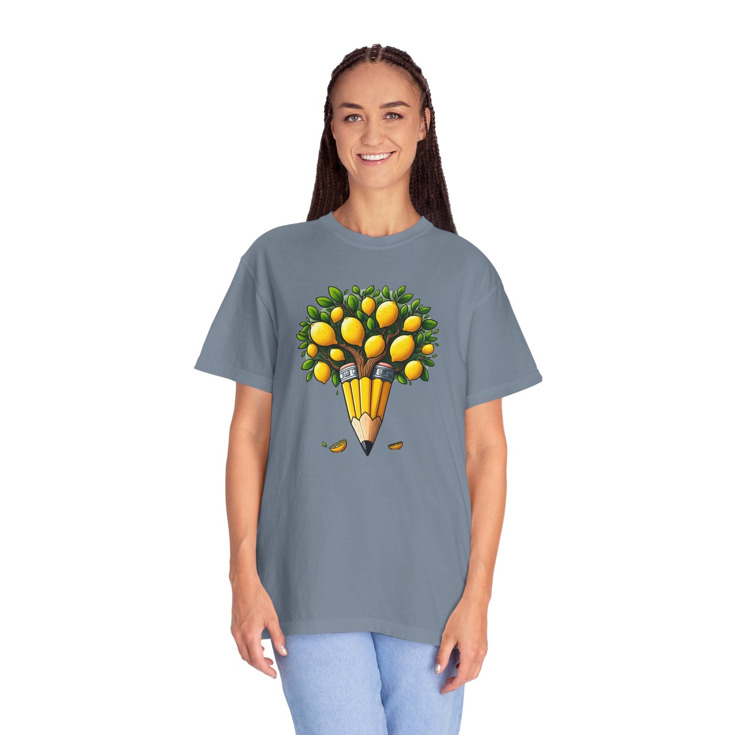 Artistic Lemon Pencil Tree T-Shirt - Unique Art & Nature Celebrating Growth and Imagination