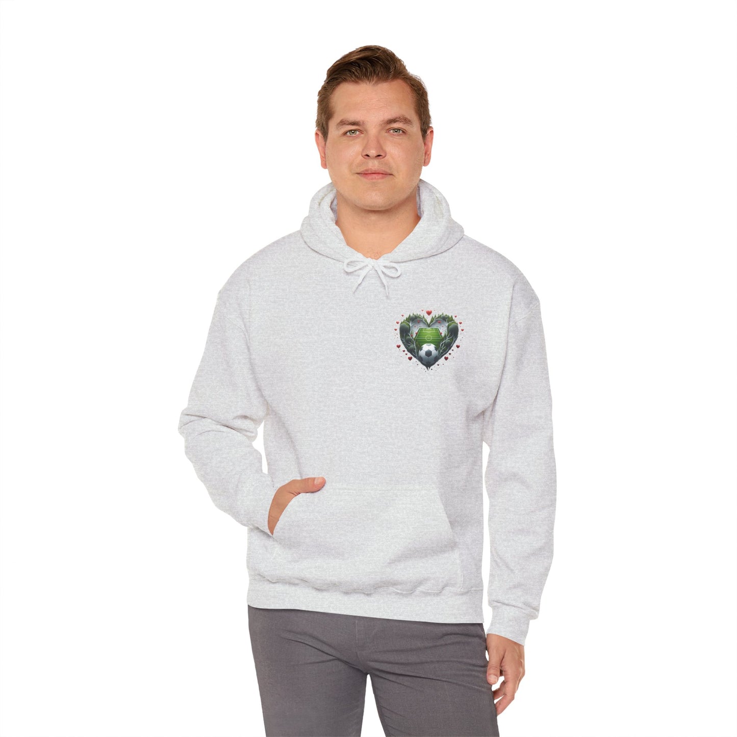Aesthetic Soccer Field Heart Hoodie | Cute Football Lover Sports Sweatshirt