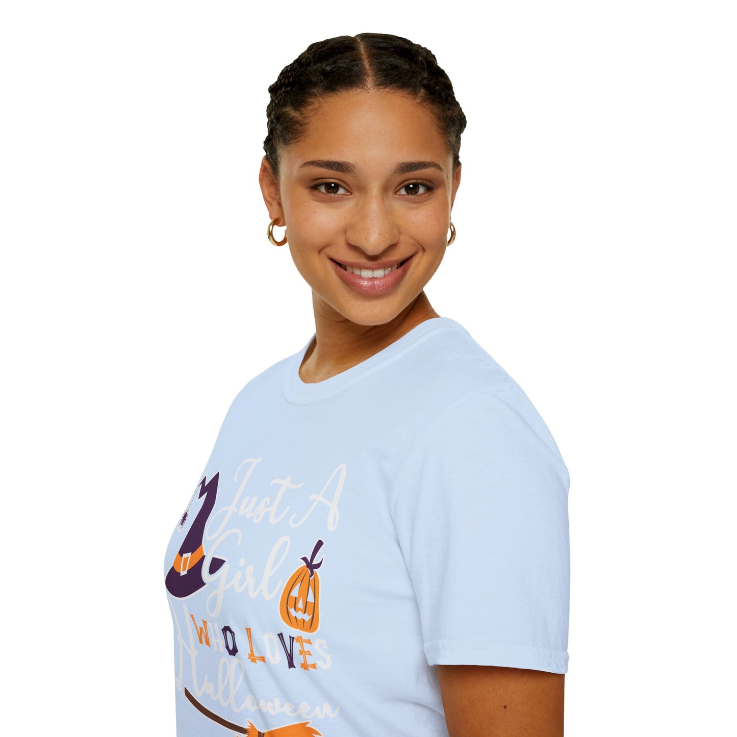 Just A Girl Who Loves Halloween - Witch & Pumpkin Unisex Softstyle T-Shirt