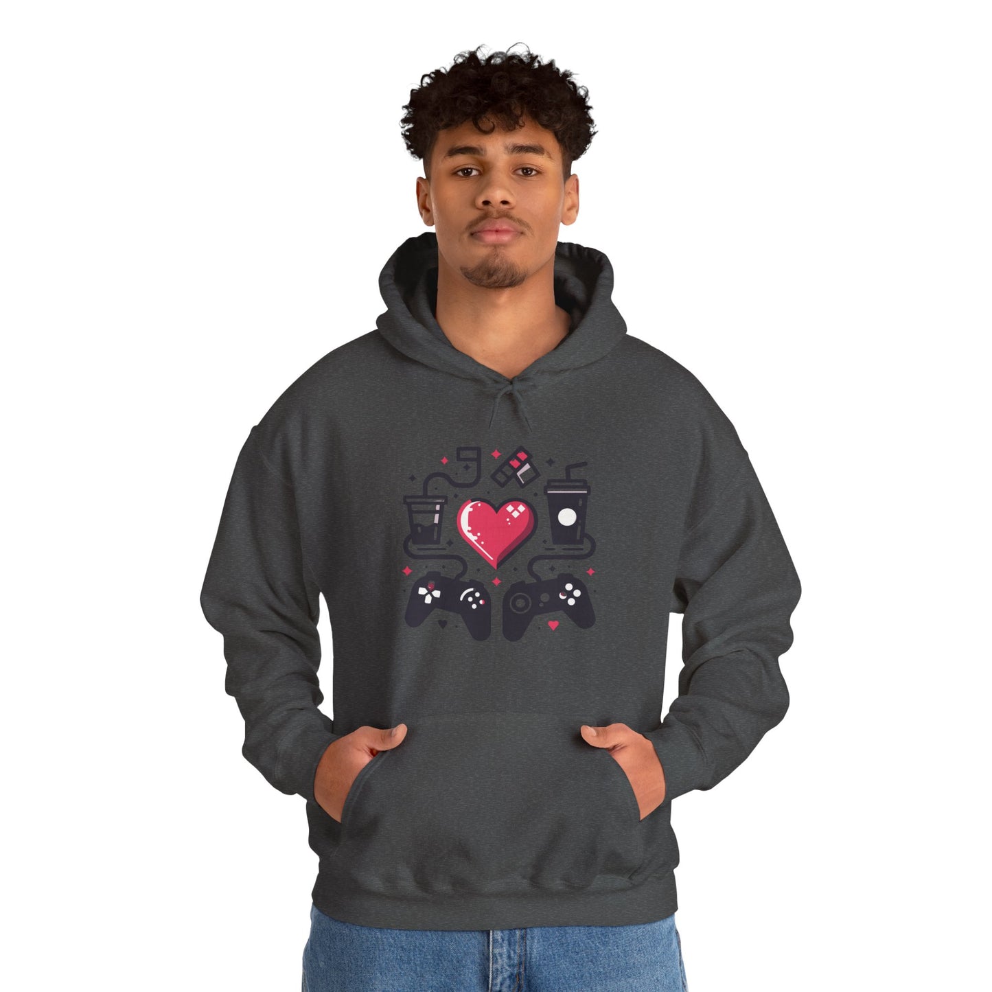 Viral Gamer Heart Life Hoodie - Retro Controllers Soda & Snacks Graphic Unisex Sweatshirt - Ultimate Gaming Gift