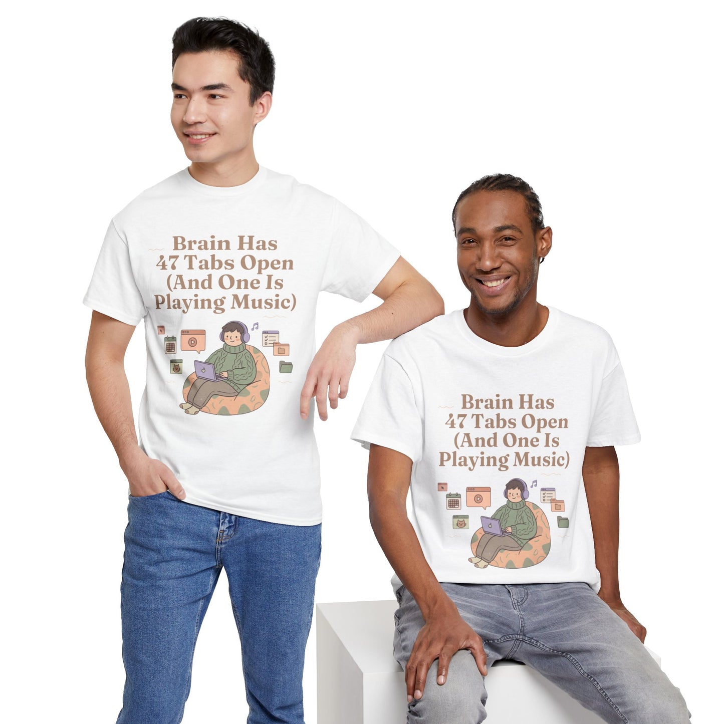 ADHD Lofi Aesthetic: 'Brain Has 47 Tabs Open (And One Is Playing Music)' Graphic Tee