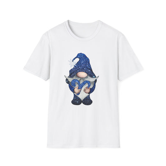 Cute Blue Gnome T-Shirt with Heart – Whimsical Fantasy Graphic Tee, Cottagecore Shirt, Unisex Gift for Men & Women