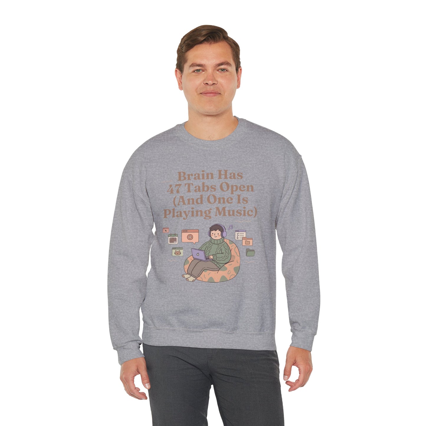 Hyperfocus Mode: '47 Tabs Open & Playing Music' Neurospicy Lofi Sweatshirt