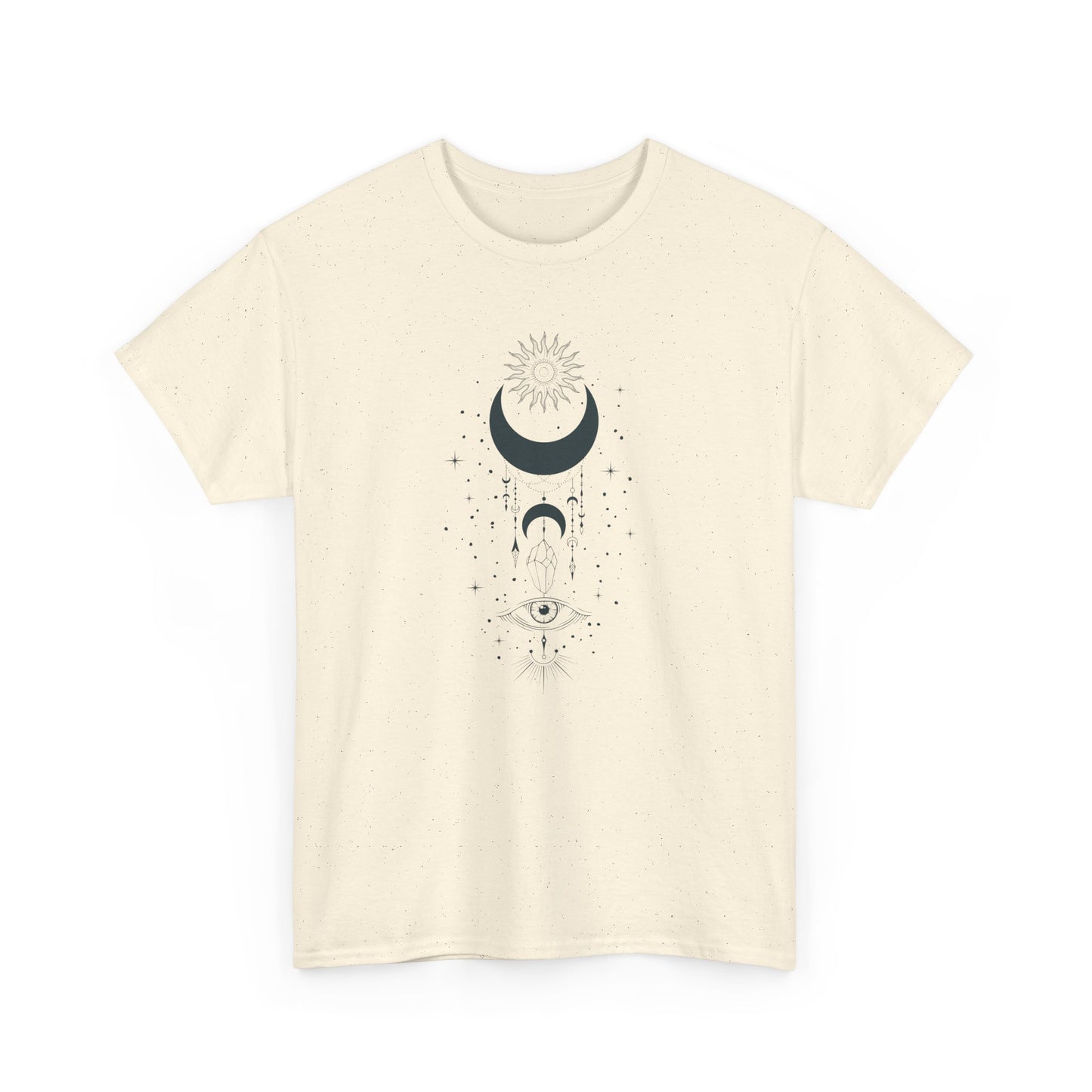 Celestial Moon & Sun Shirt | Boho Mystical Line Art Tee | Spiritual Astrology Gift | Heavy Cotton Unisex Top | Witchy Yoga T-Shirt