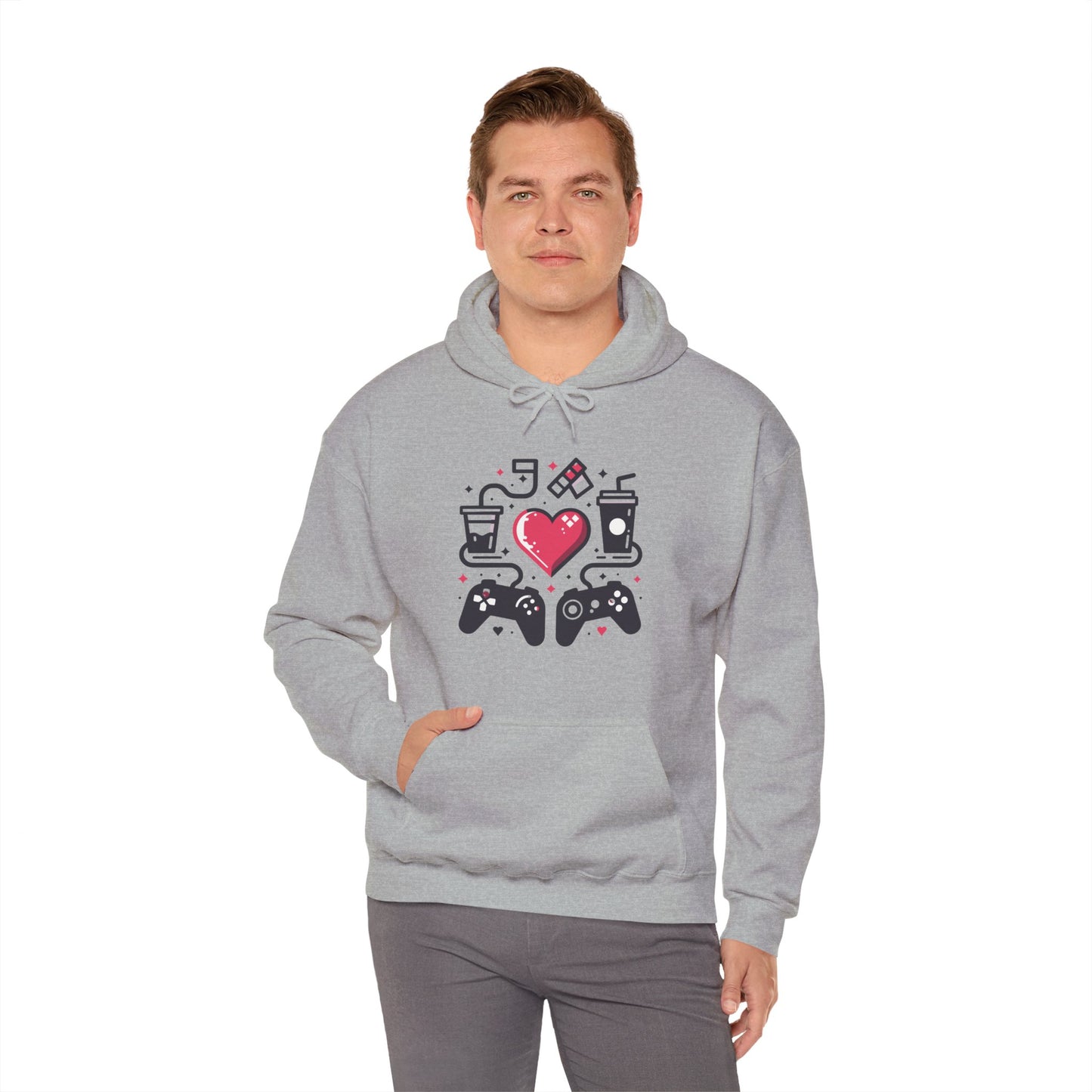 amer Heart Hoodie Controllers Soda Snacks Unisex Sweatshirt - Viral Gaming Life Graphic