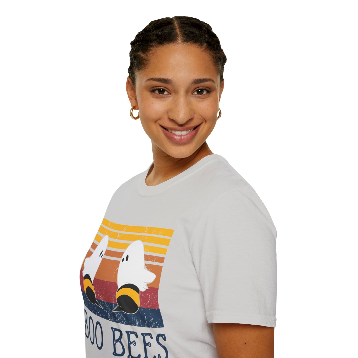 BOO BEES Retro Ghost‑Bee T‑Shirt – Funny Halloween Pun Tee for Spooky Season
