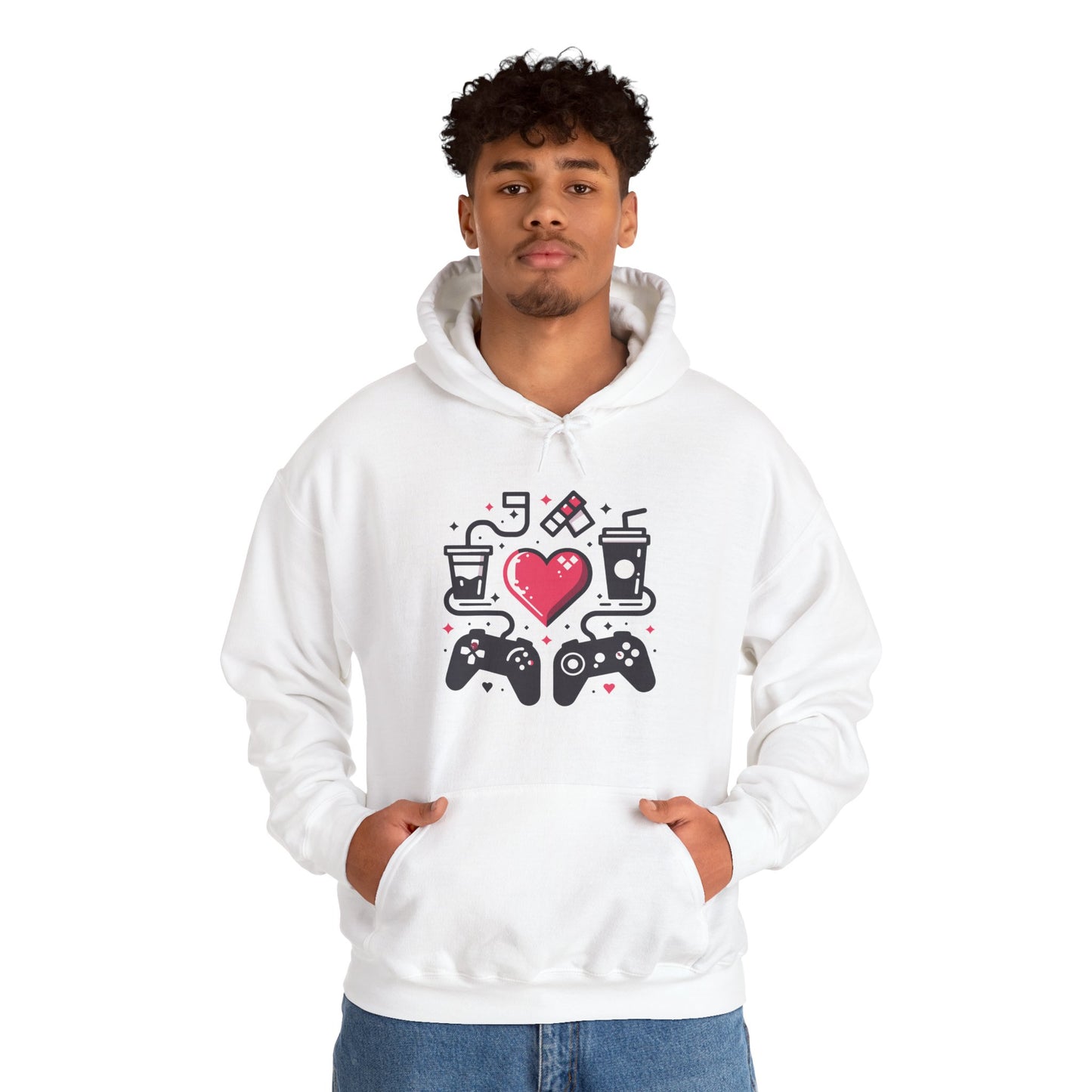 Viral Gamer Heart Life Hoodie - Retro Controllers Soda & Snacks Graphic Unisex Sweatshirt - Ultimate Gaming Gift