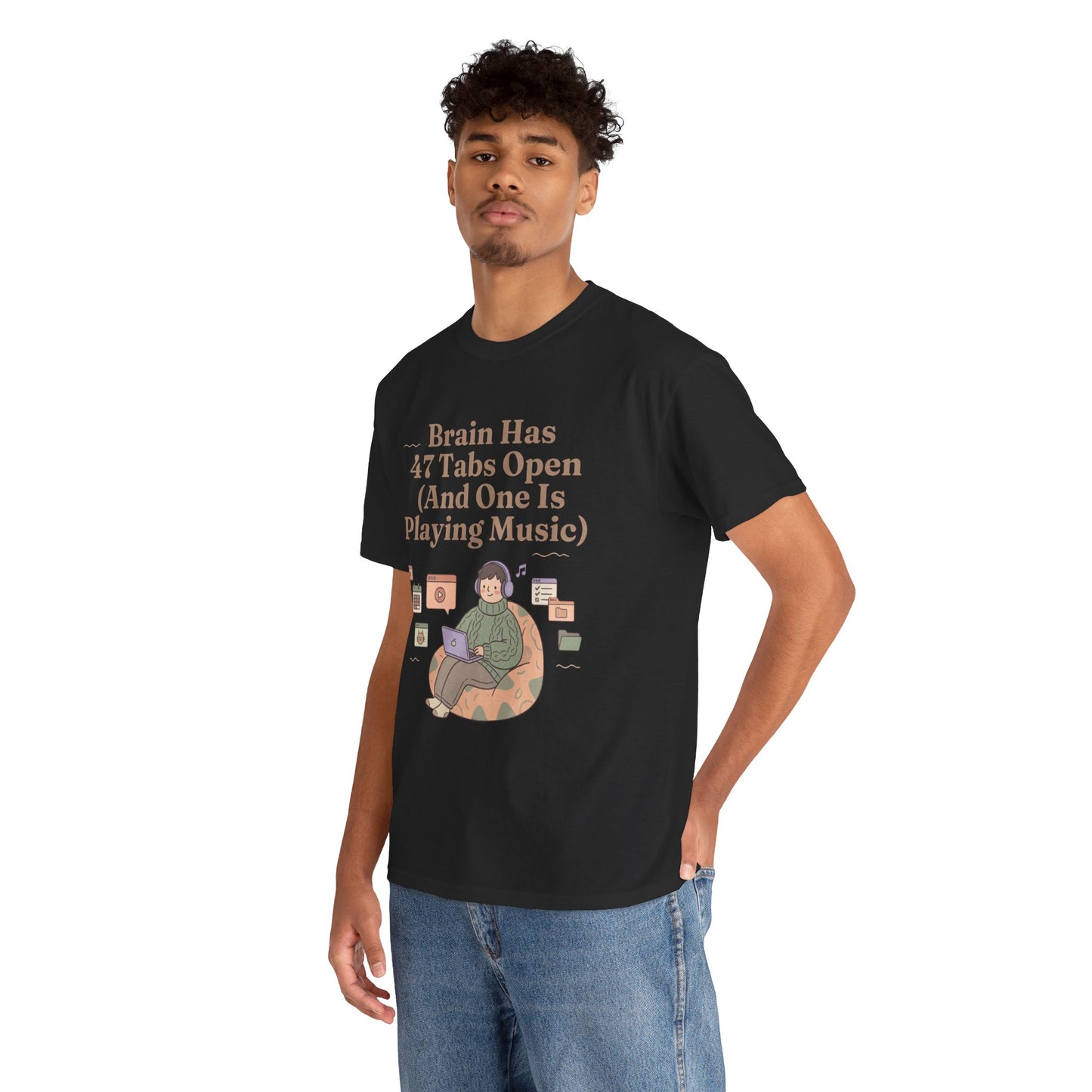 ADHD Lofi Aesthetic: 'Brain Has 47 Tabs Open (And One Is Playing Music)' Graphic Tee
