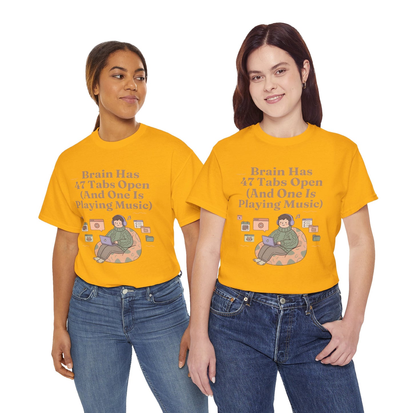 ADHD Lofi Aesthetic: 'Brain Has 47 Tabs Open (And One Is Playing Music)' Graphic Tee