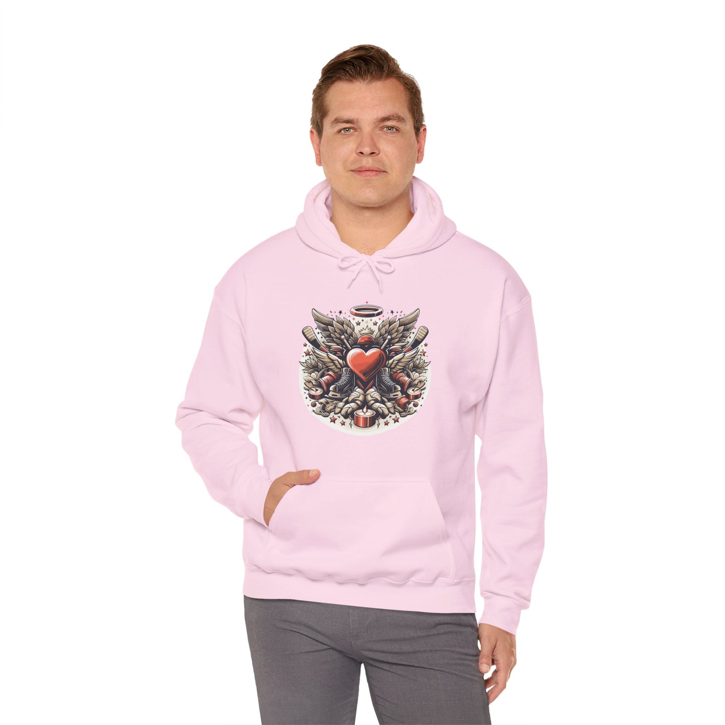 Hockey Heart & Angel Wings Hoodie | Edgy "Love the Game" Sweatshirt | Unique Sports Valentine's Gift