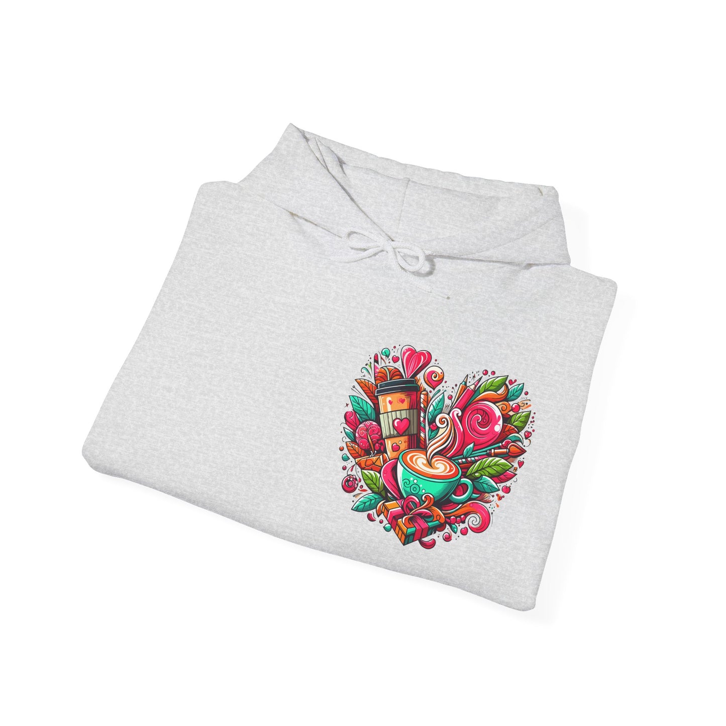 Urban Brew: Vibrant Graffiti Coffee Love Heart Hoodie