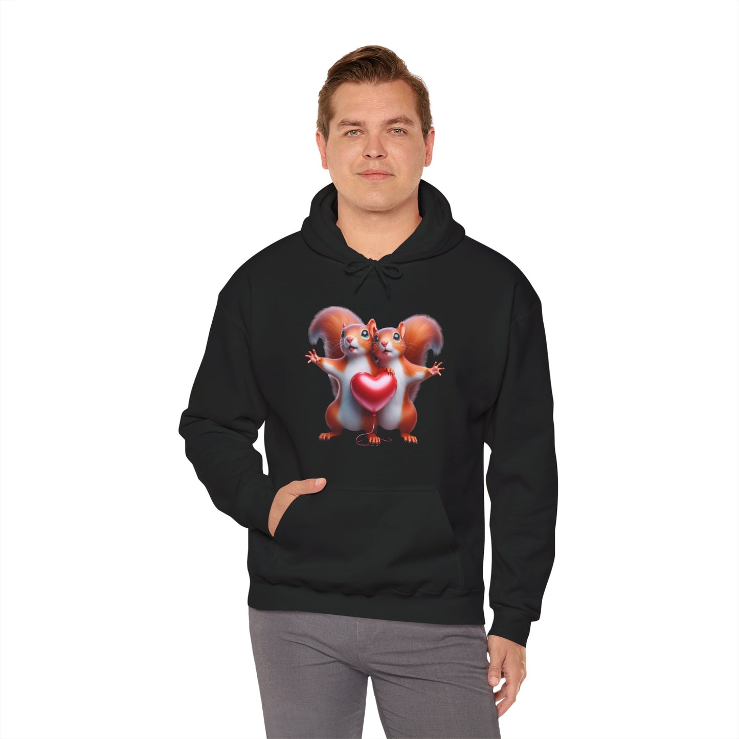 Squirrel Couple Heart Hoodie," "Cute Animal Hoodie
