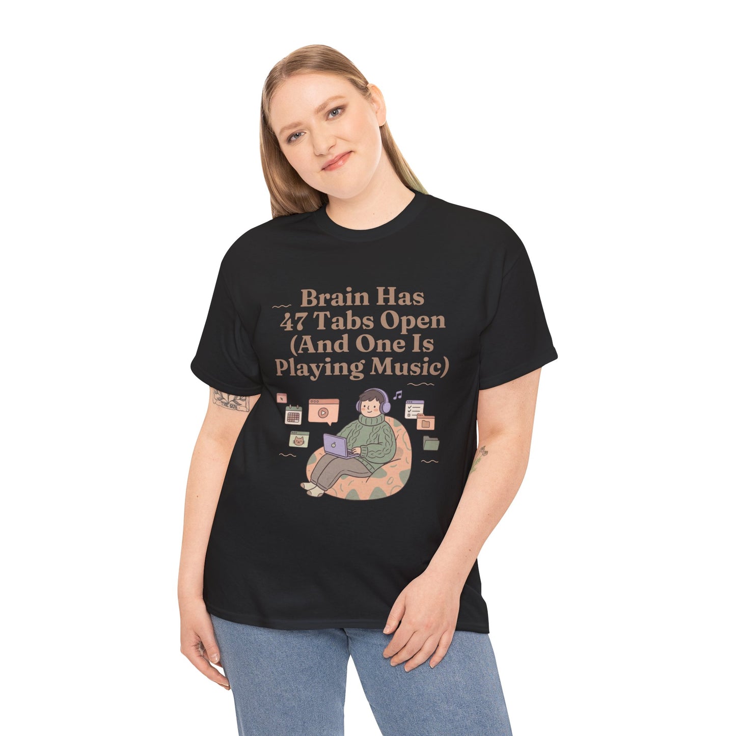 ADHD Lofi Aesthetic: 'Brain Has 47 Tabs Open (And One Is Playing Music)' Graphic Tee