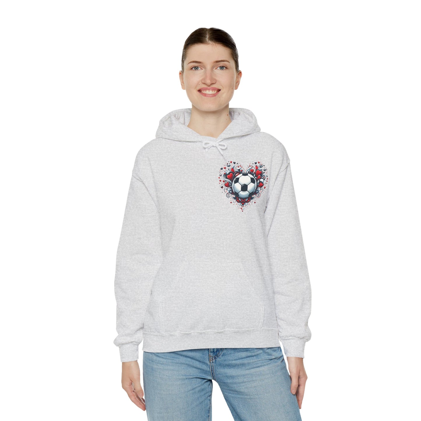 Love the Game Soccer Heart Hoodie | Minimalist Left-Chest Print | Soccer Mom & Fan Gift