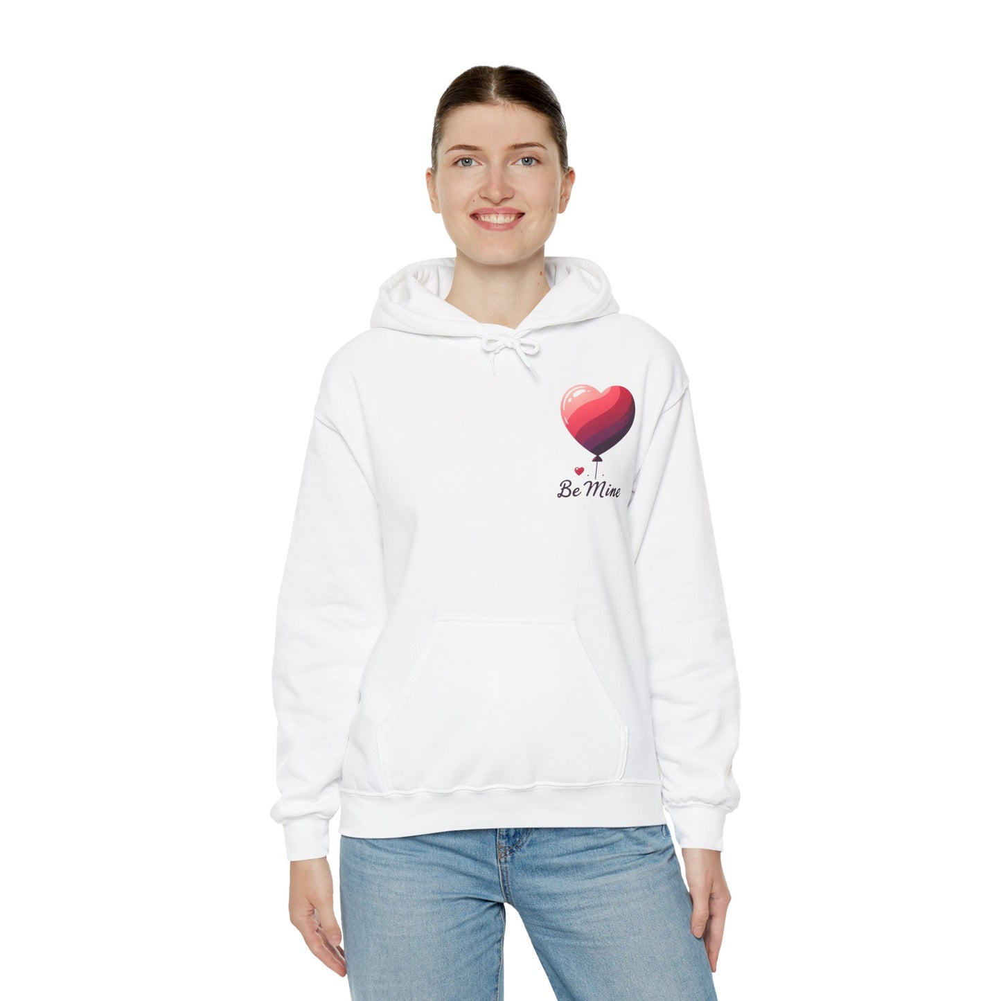 Minimalist Be Mine Valentine Heart Balloon Hoodie | Aesthetic Romantic Couple Sweatshirt