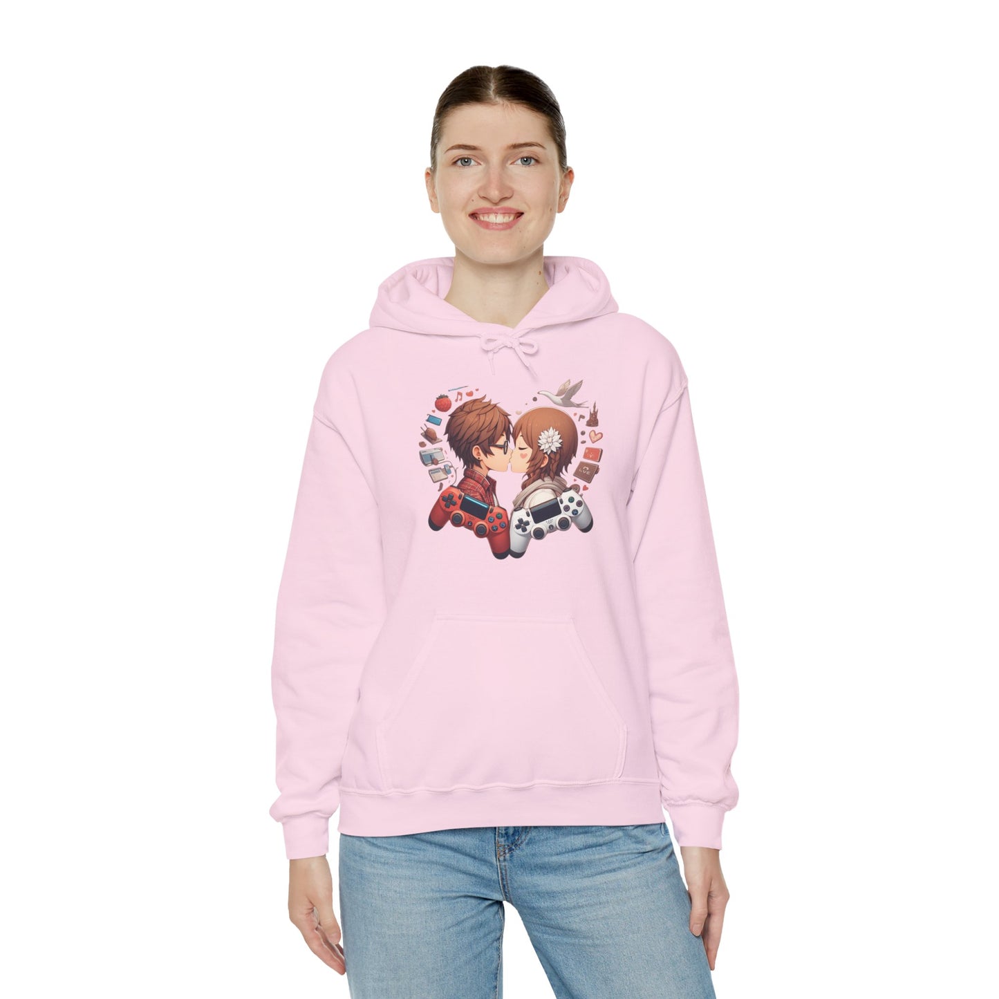 Retro Cyberpunk Gaming Couple Hoodie | Kawaii Valentine's Day Gamer Gift