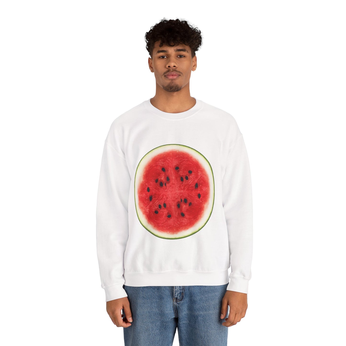Watermelon Lazy Halloween Costume Sweatshirt | Funny Fruit Crewneck | Unisex Foodie Pullover