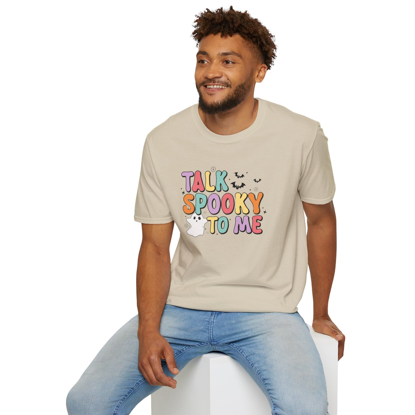 Talk Spooky To Me – Cute Pastel Ghost Halloween T‑Shirt for Spooky Season Lovers