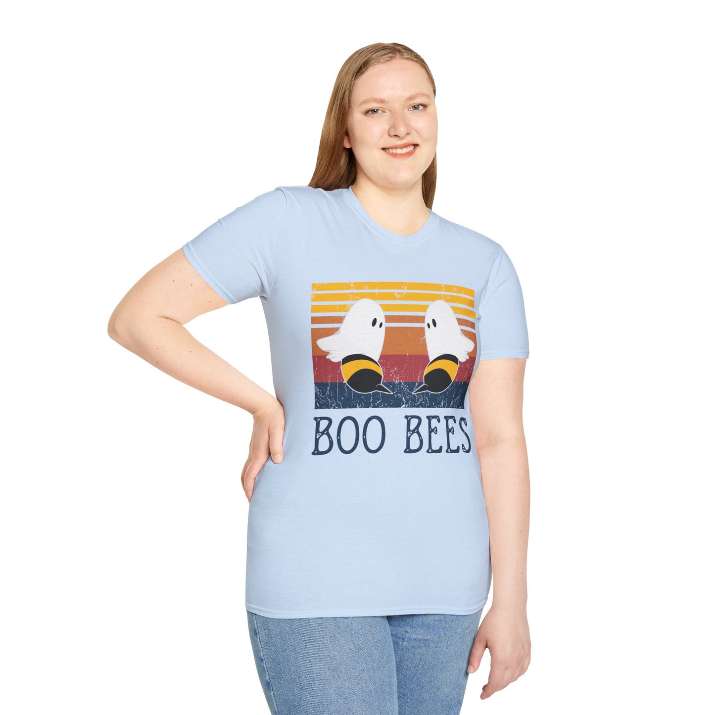 BOO BEES Retro Ghost‑Bee T‑Shirt – Funny Halloween Pun Tee for Spooky Season