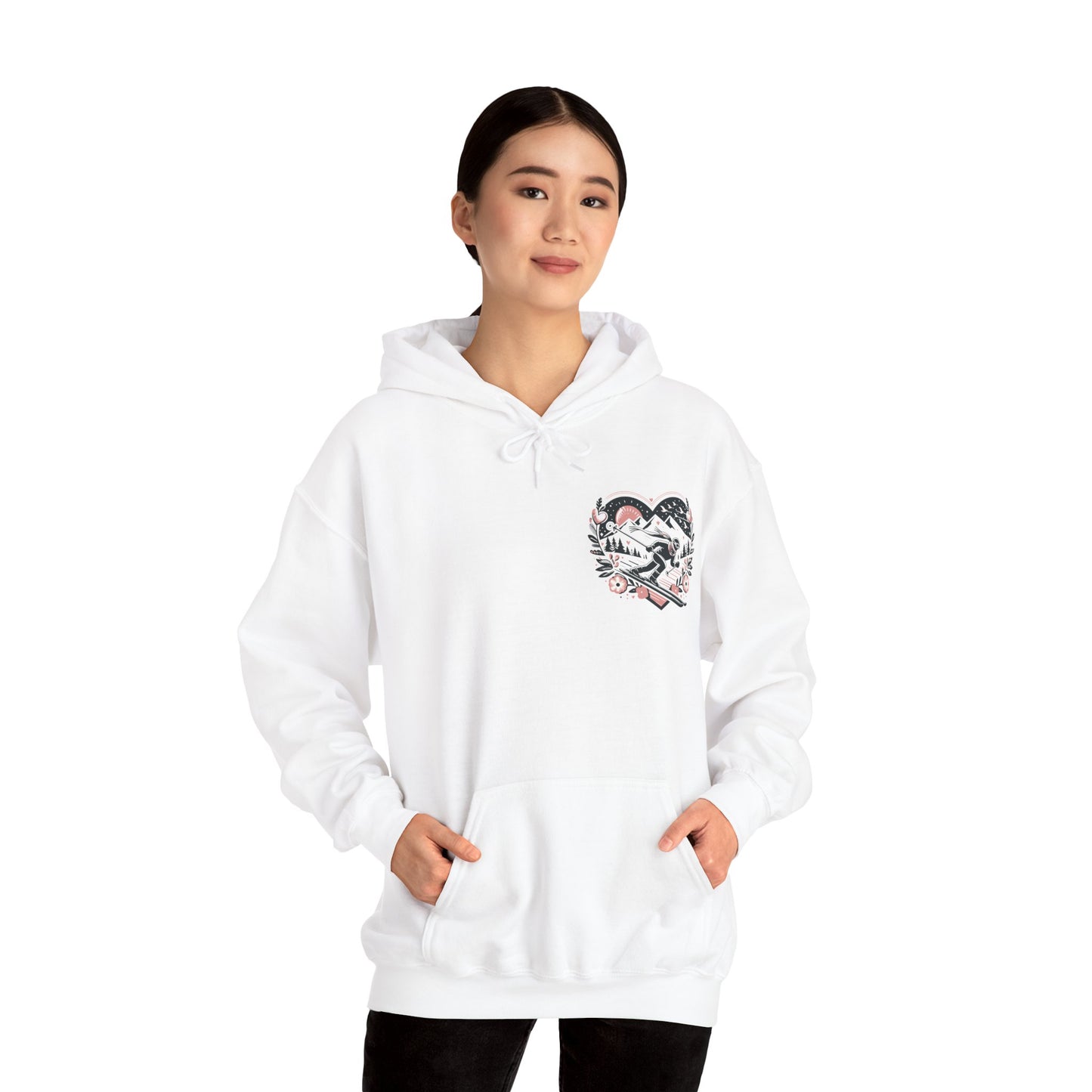 Love the Slopes" Skiing Hoodie | Mountain Heart Illustrated Sweatshirt | Après Ski & Winter Sports Gift
