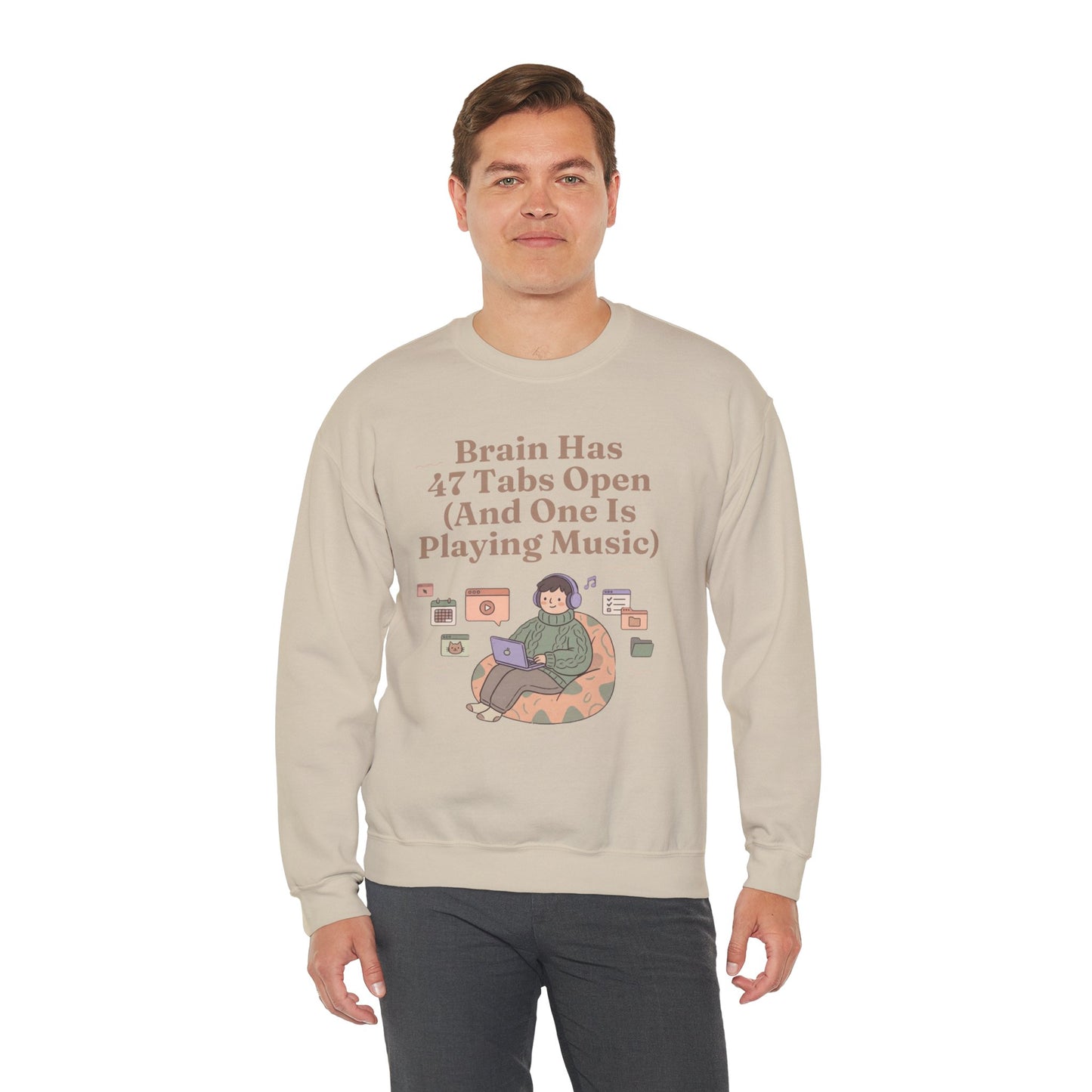 Hyperfocus Mode: '47 Tabs Open & Playing Music' Neurospicy Lofi Sweatshirt