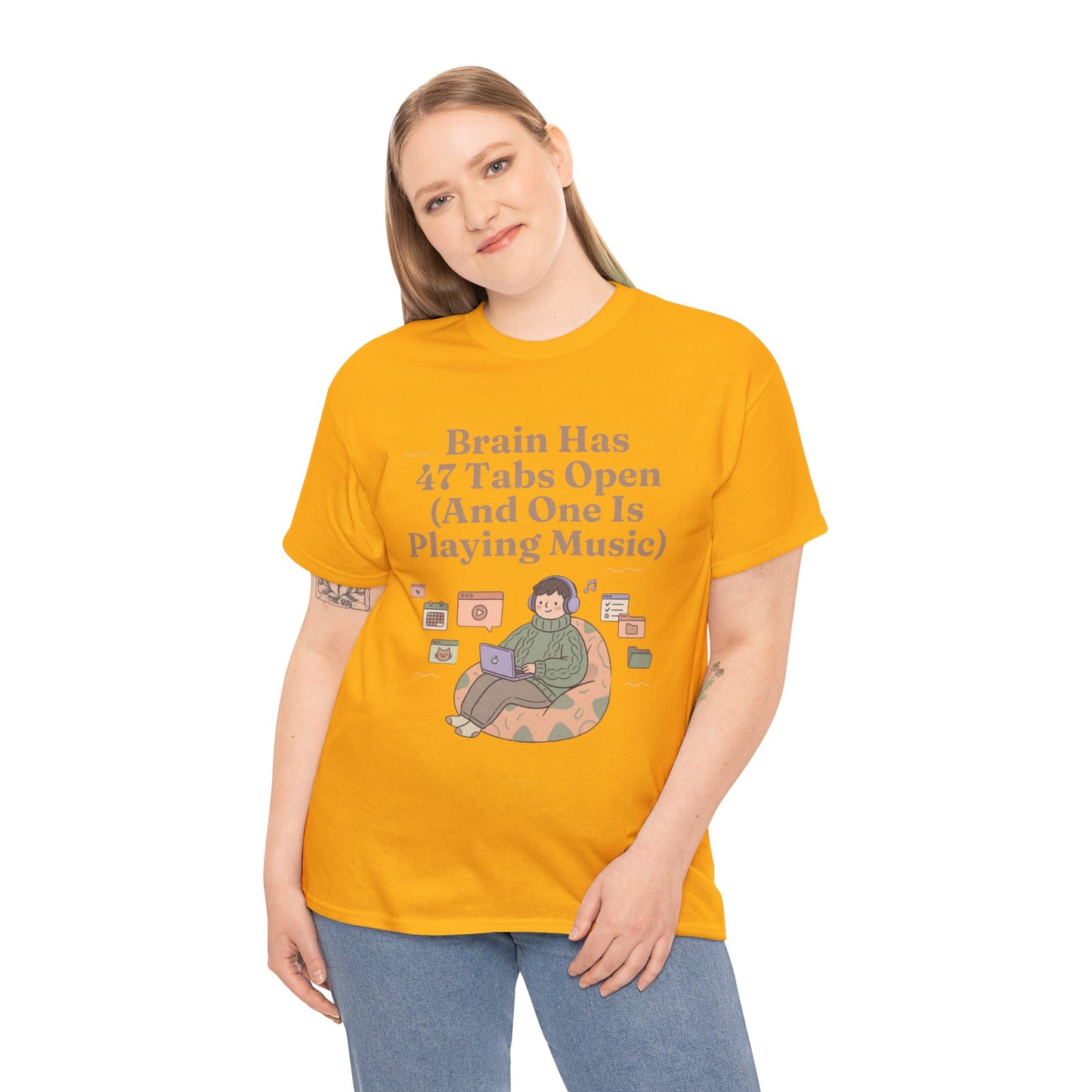 ADHD Lofi Aesthetic: 'Brain Has 47 Tabs Open (And One Is Playing Music)' Graphic Tee