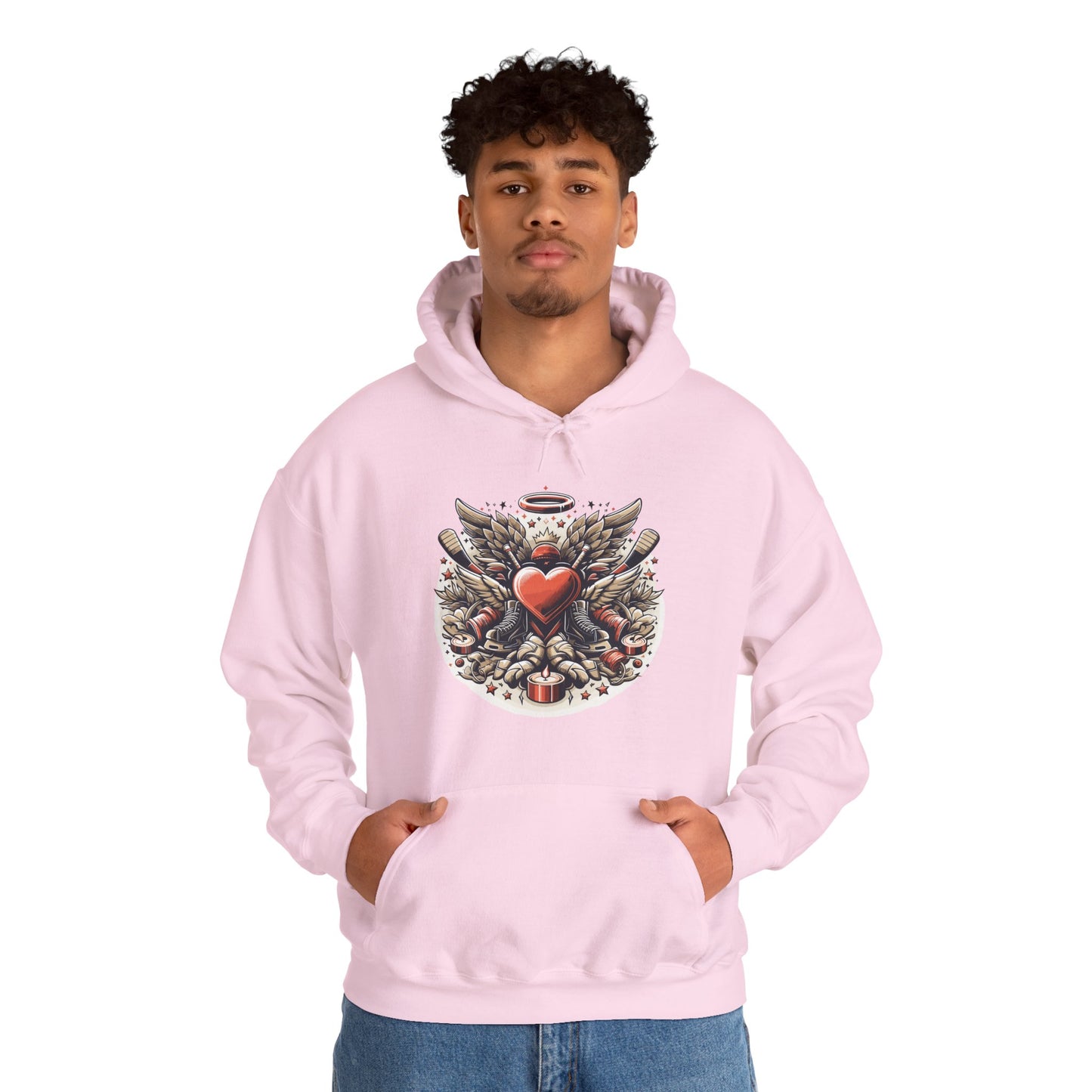Hockey Heart & Angel Wings Hoodie | Edgy "Love the Game" Sweatshirt | Unique Sports Valentine's Gift