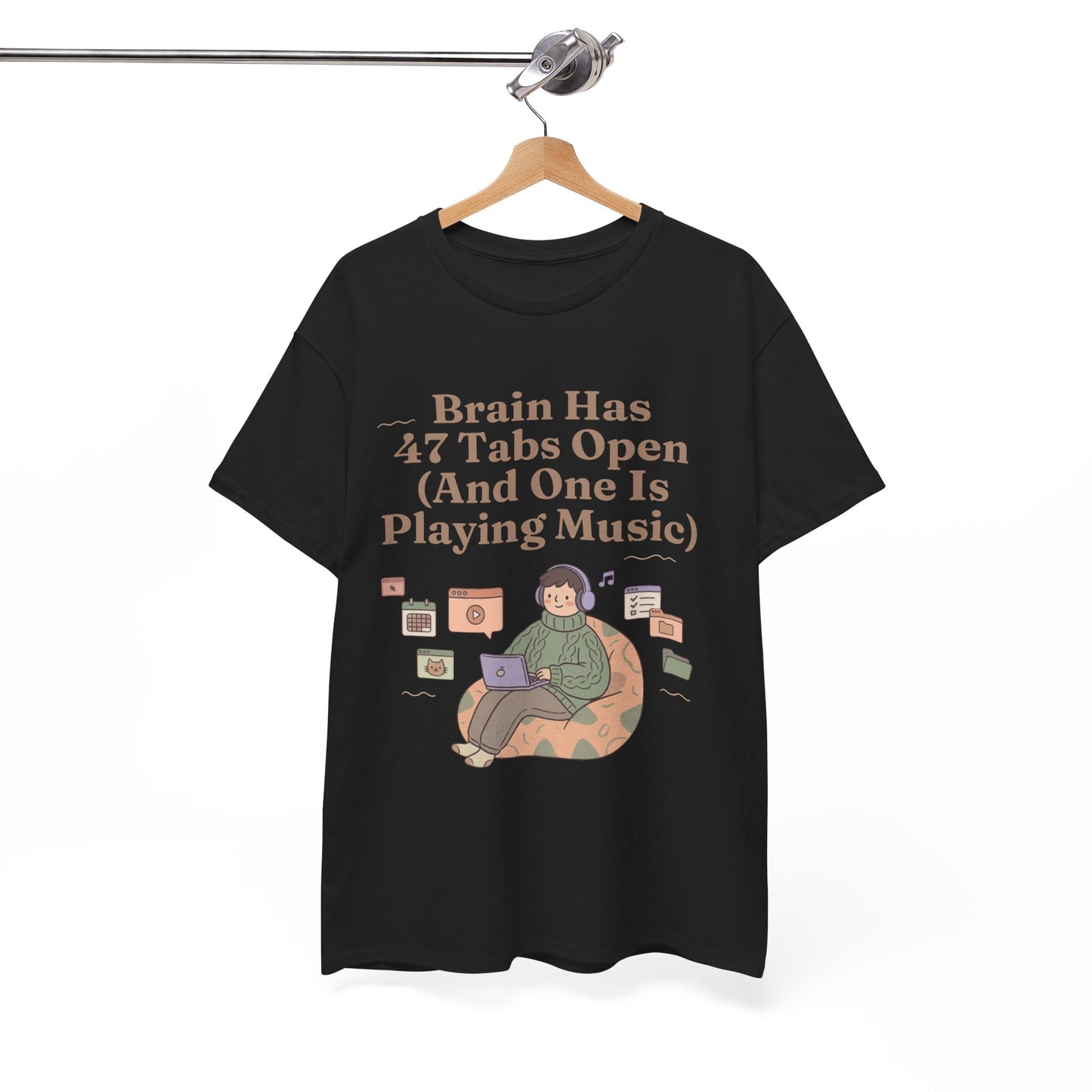 ADHD Lofi Aesthetic: 'Brain Has 47 Tabs Open (And One Is Playing Music)' Graphic Tee