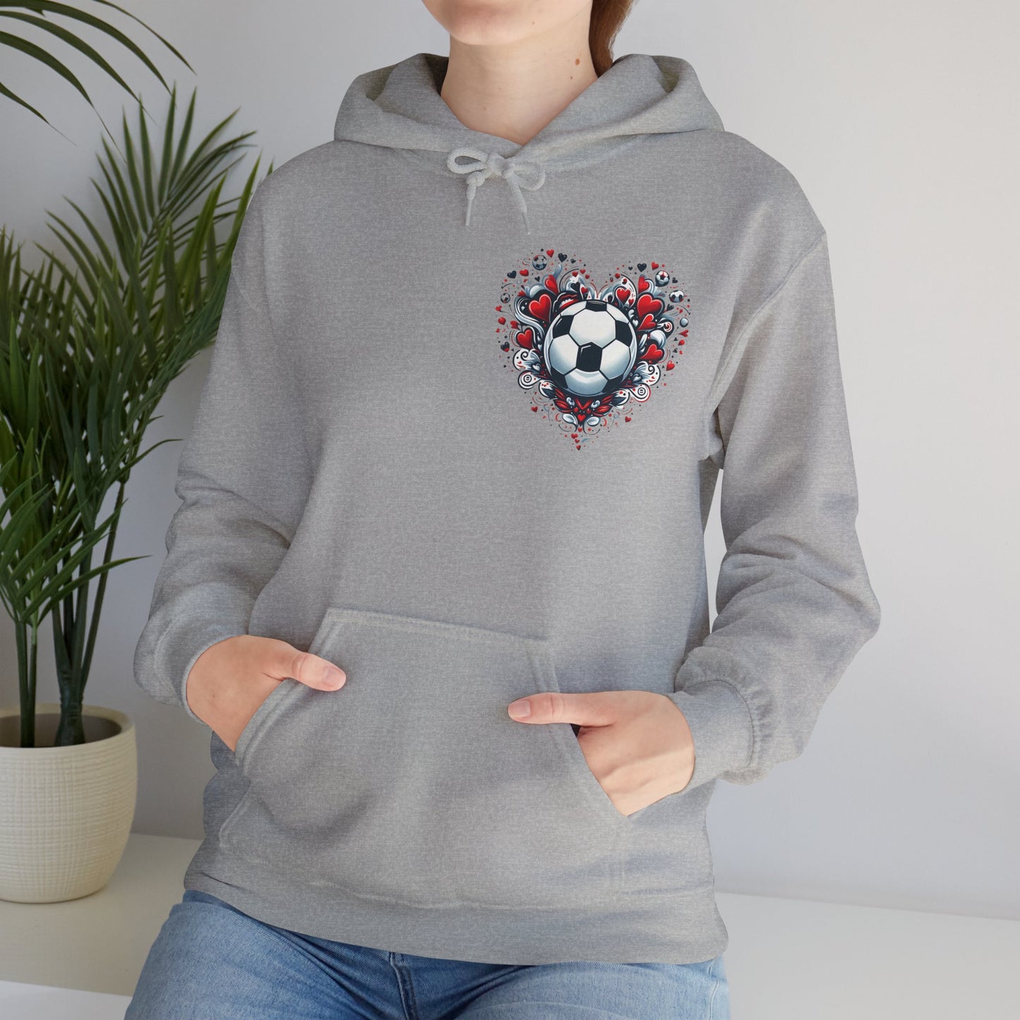 Love the Game Soccer Heart Hoodie | Minimalist Left-Chest Print | Soccer Mom & Fan Gift
