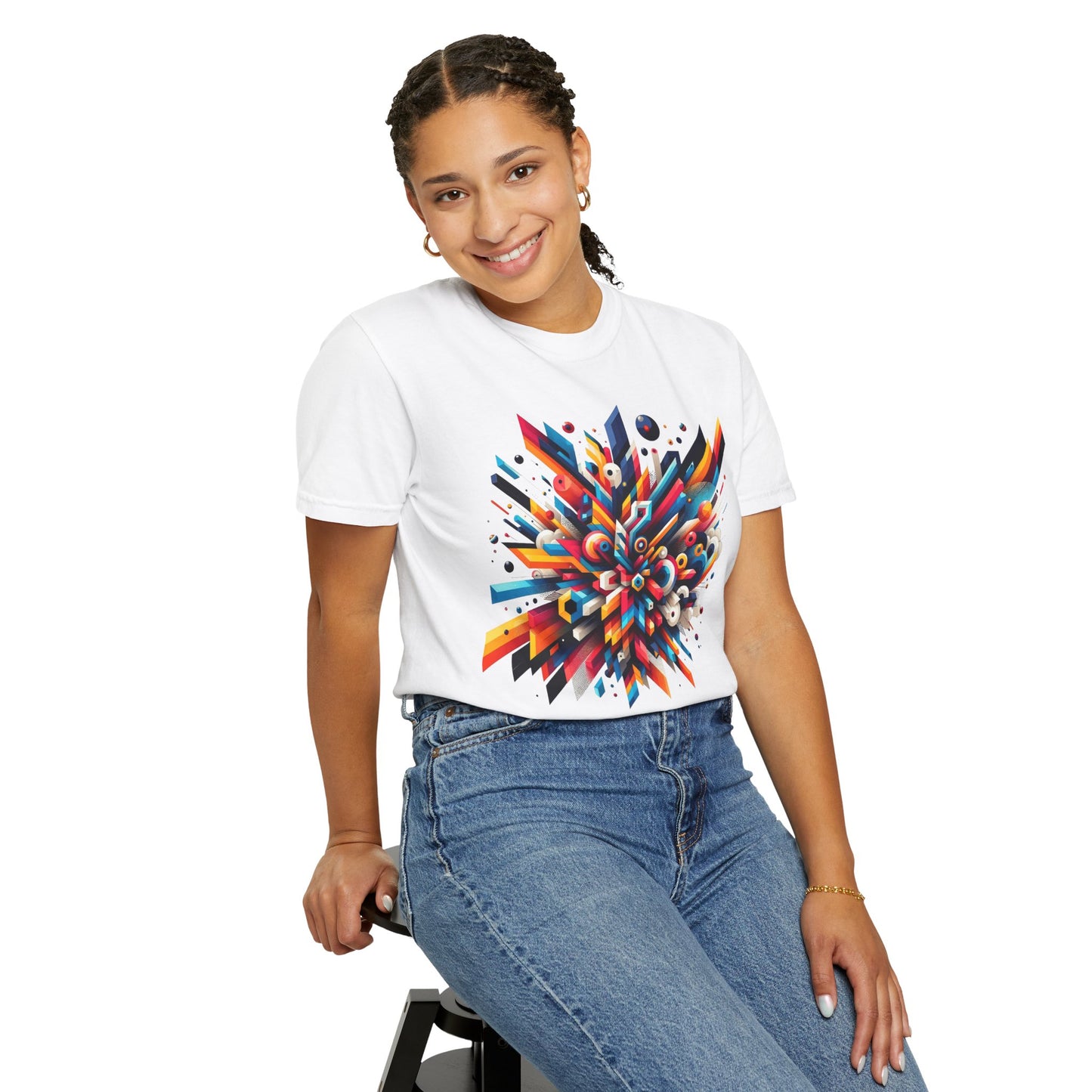 Abstract Art Energy Shirt | Comfort Colors 1717 | Vibrant Geometric Explosion Tee | Soft Washed Garment Dyed Cotton | Artistic Streetwear