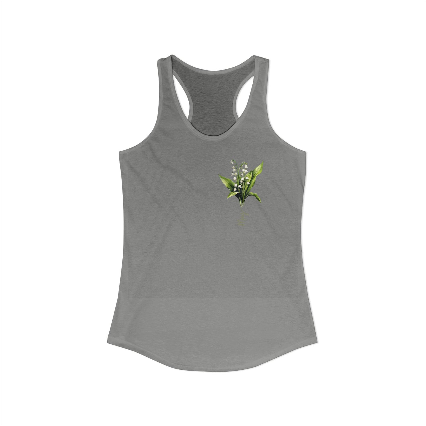May Blossom Elegance – Lily of the Valley Women’s Racerback Tank Top
