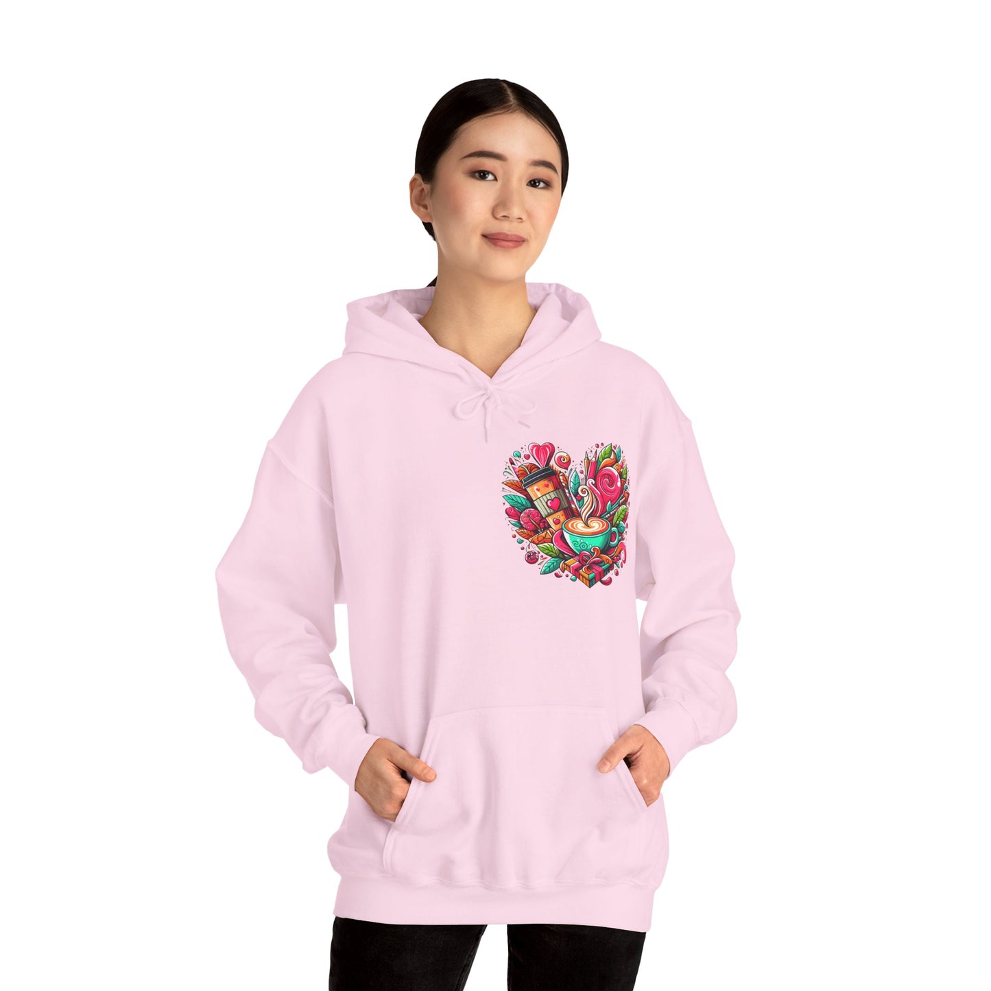 Urban Brew: Vibrant Graffiti Coffee Love Heart Hoodie