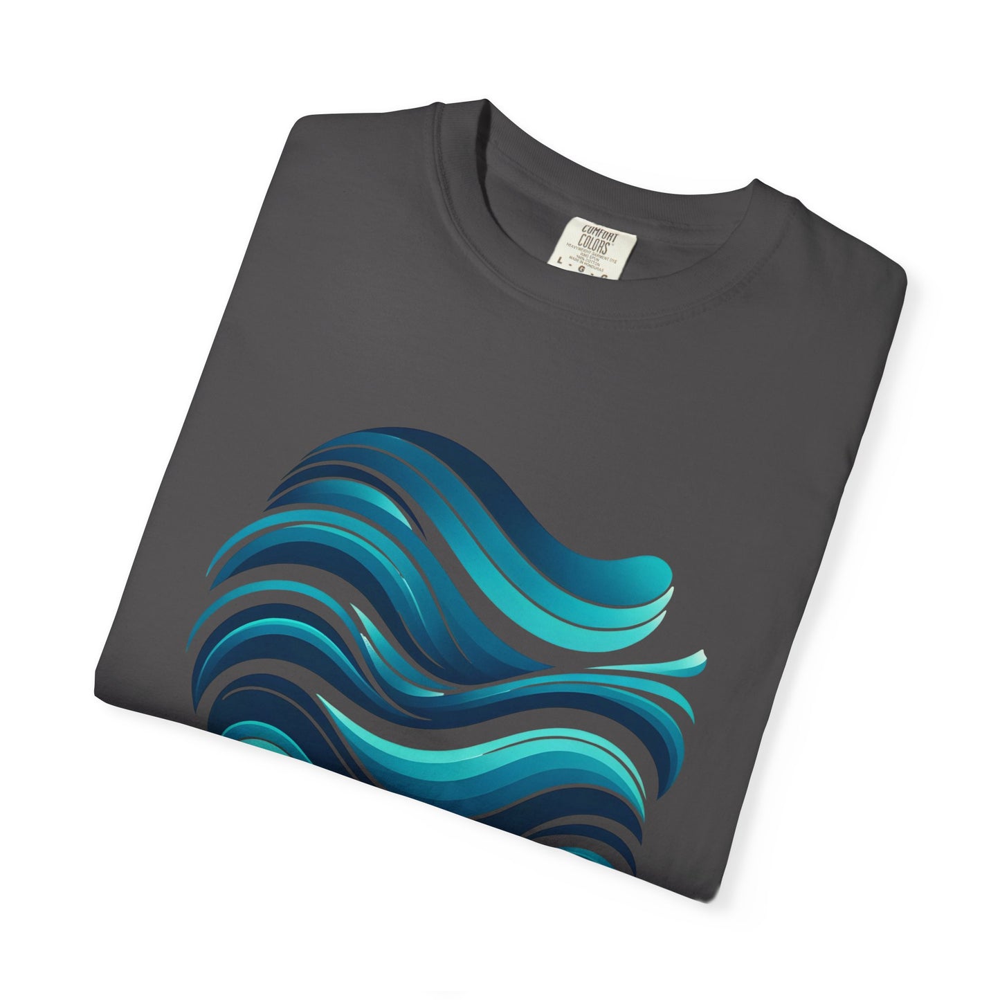Abstract Ocean Wave T-Shirt  Modern Aqua Design   Artistic Sea Wave