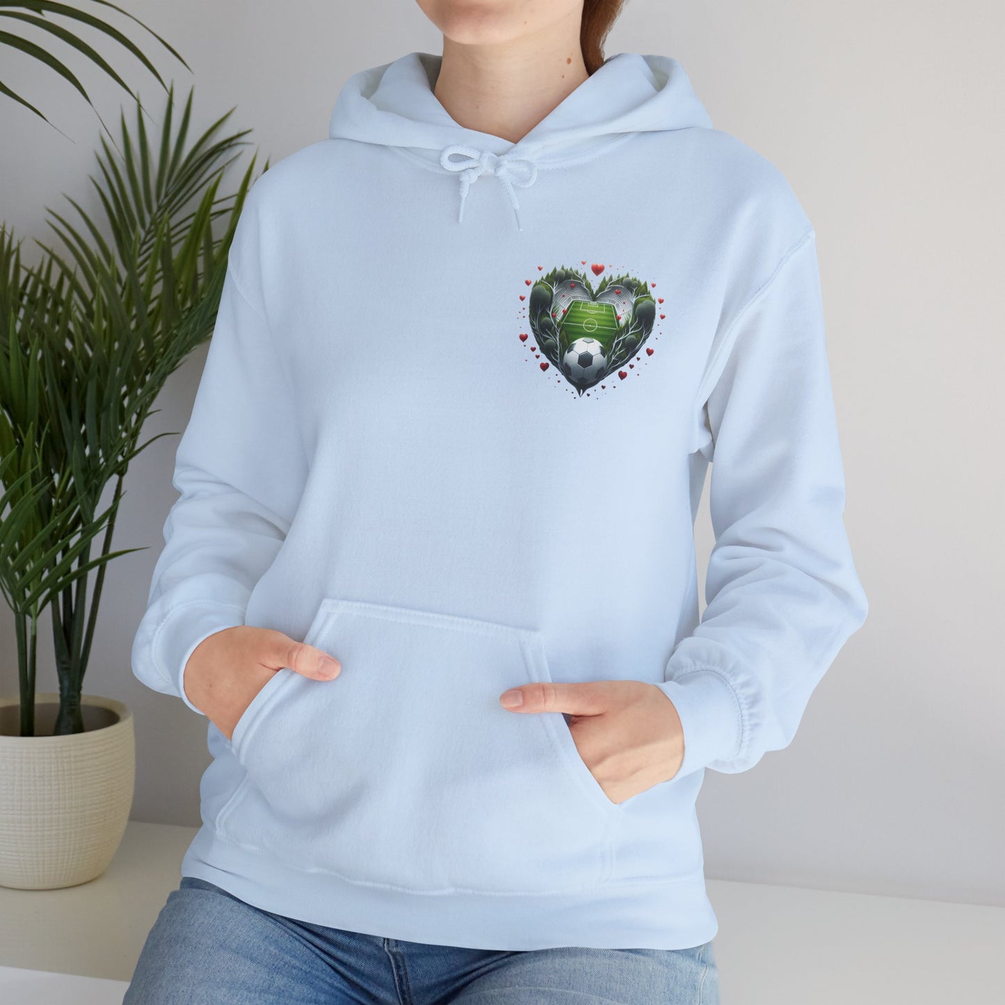 Aesthetic Soccer Field Heart Hoodie | Cute Football Lover Sports Sweatshirt