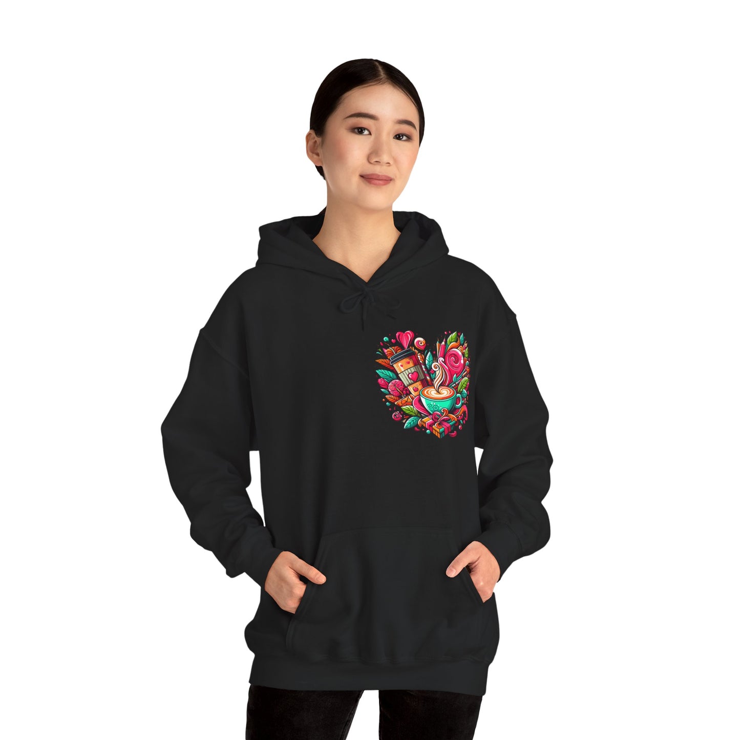 Urban Brew: Vibrant Graffiti Coffee Love Heart Hoodie