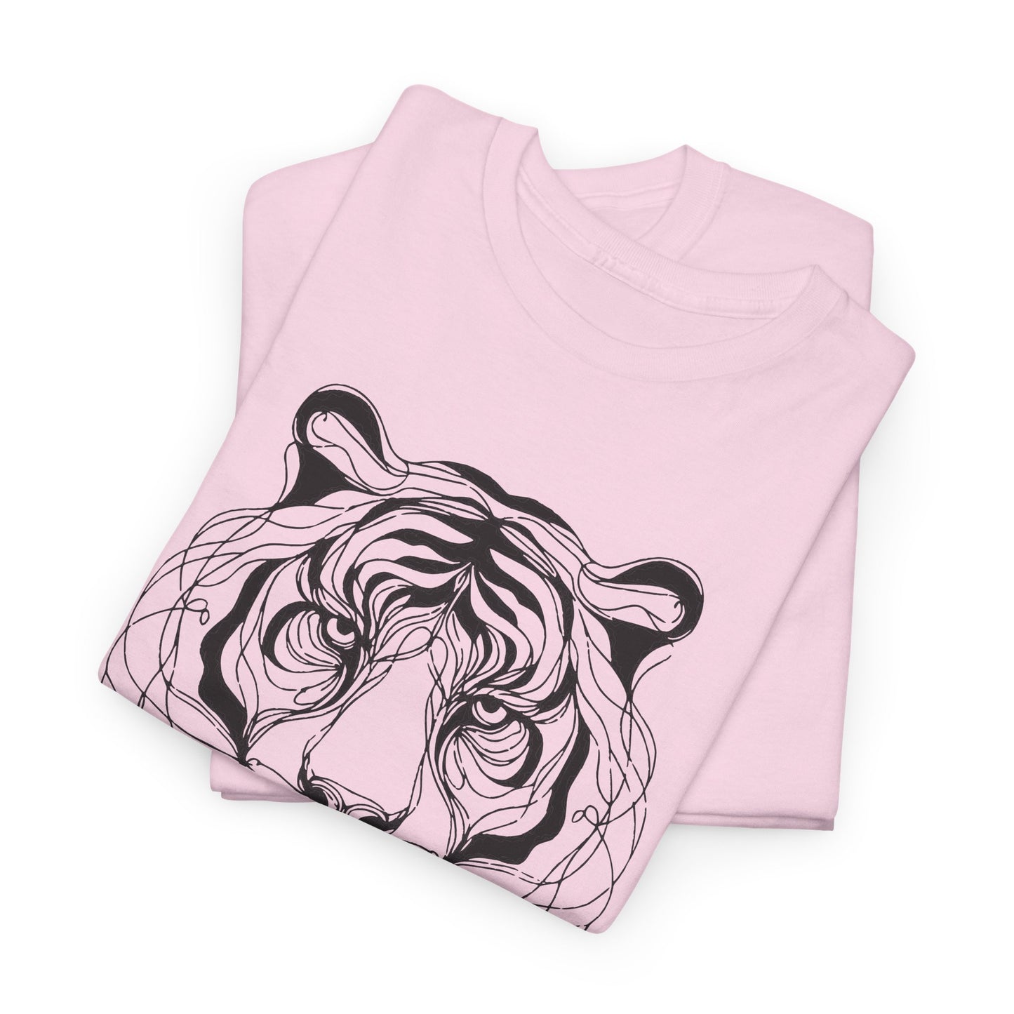 Tiger Line Art Shirt | Wild Animal Sketch Tee | Minimalist Big Cat Face Top | Heavy Cotton 100% Cotton Gift | Unisex Graphic T-Shirt