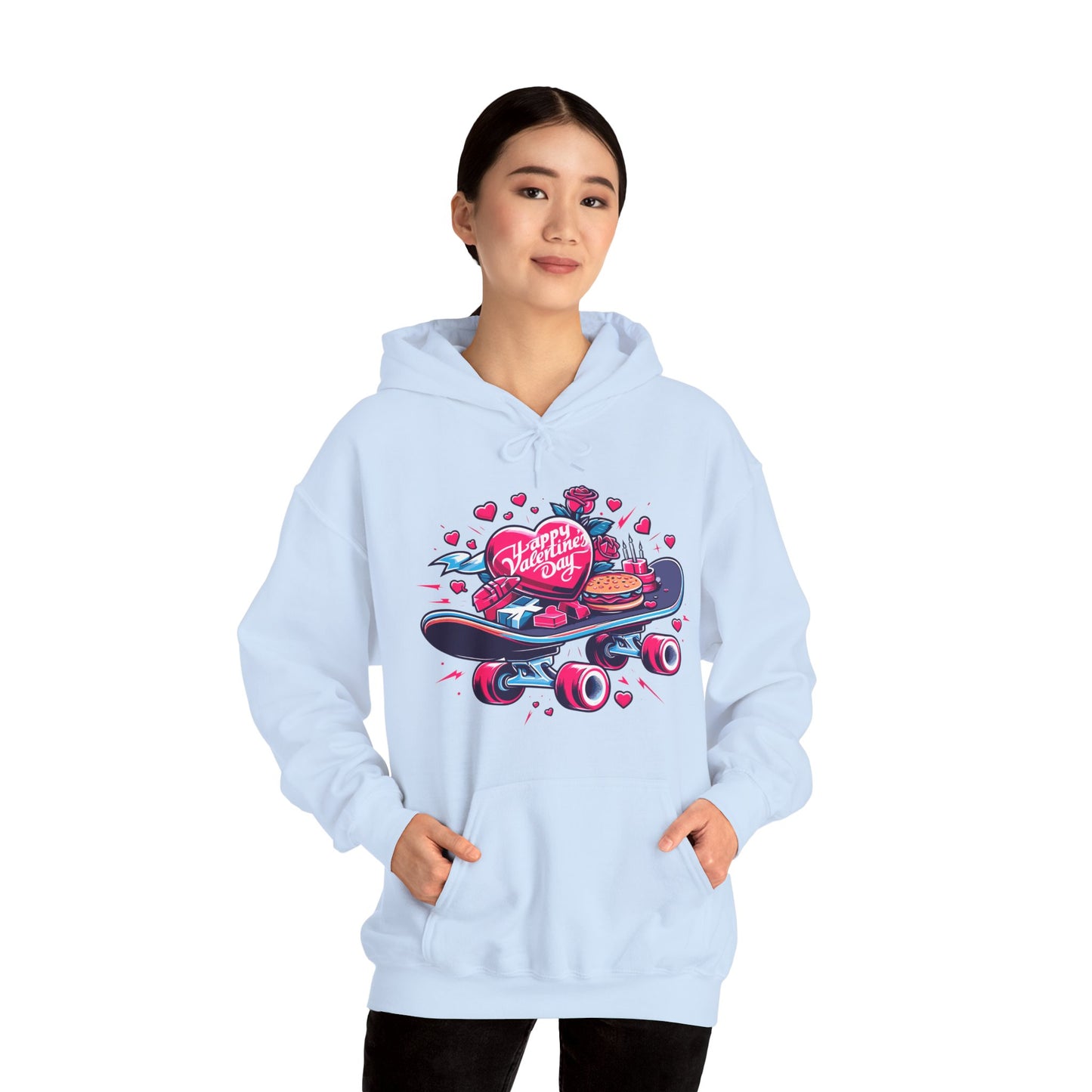 Skateboard Valentine's Hoodie | Edgy "Ride & Love" Graphic Sweatshirt | Funny Skater Gift