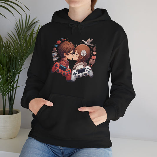 Retro Cyberpunk Gaming Couple Hoodie | Kawaii Valentine's Day Gamer Gift
