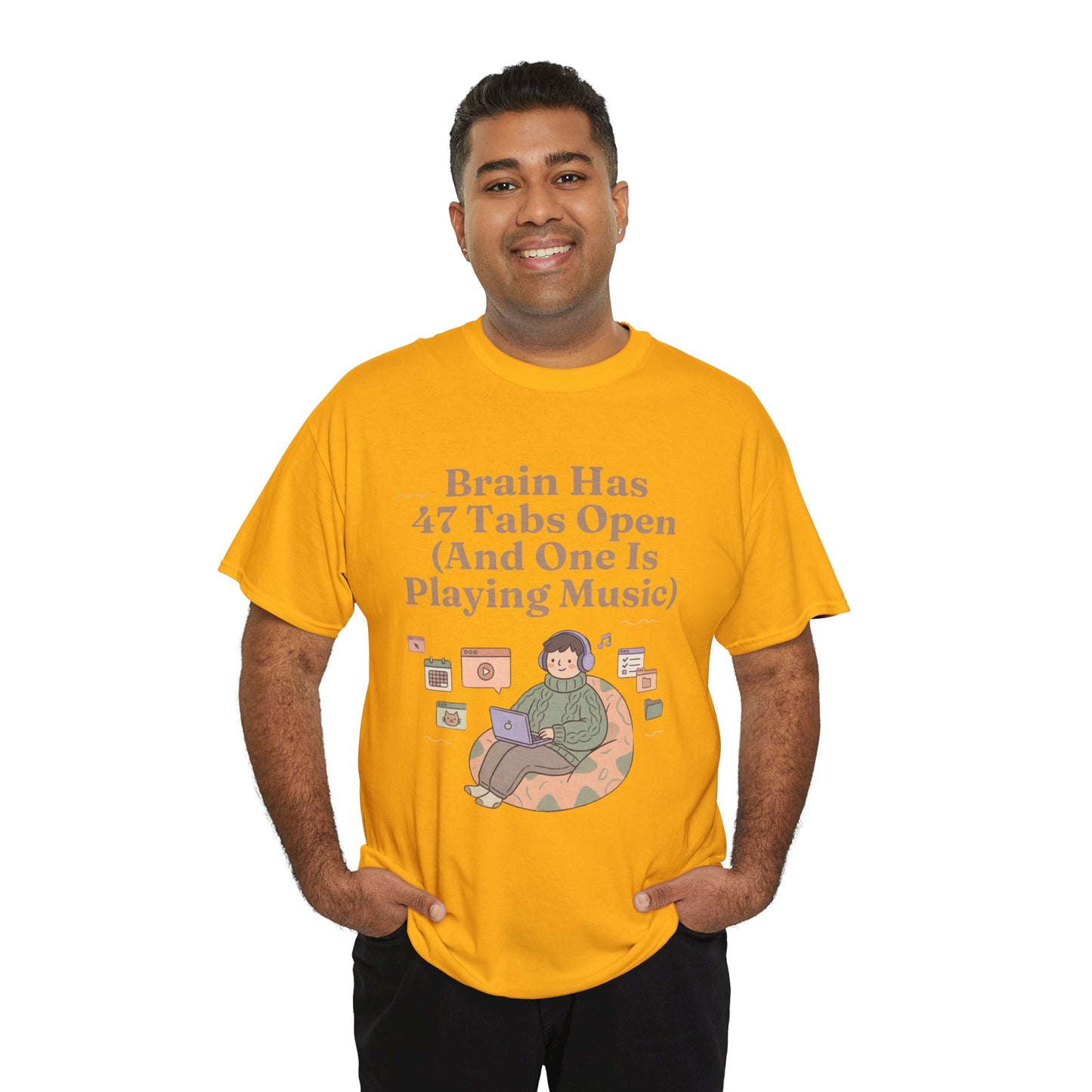 ADHD Lofi Aesthetic: 'Brain Has 47 Tabs Open (And One Is Playing Music)' Graphic Tee