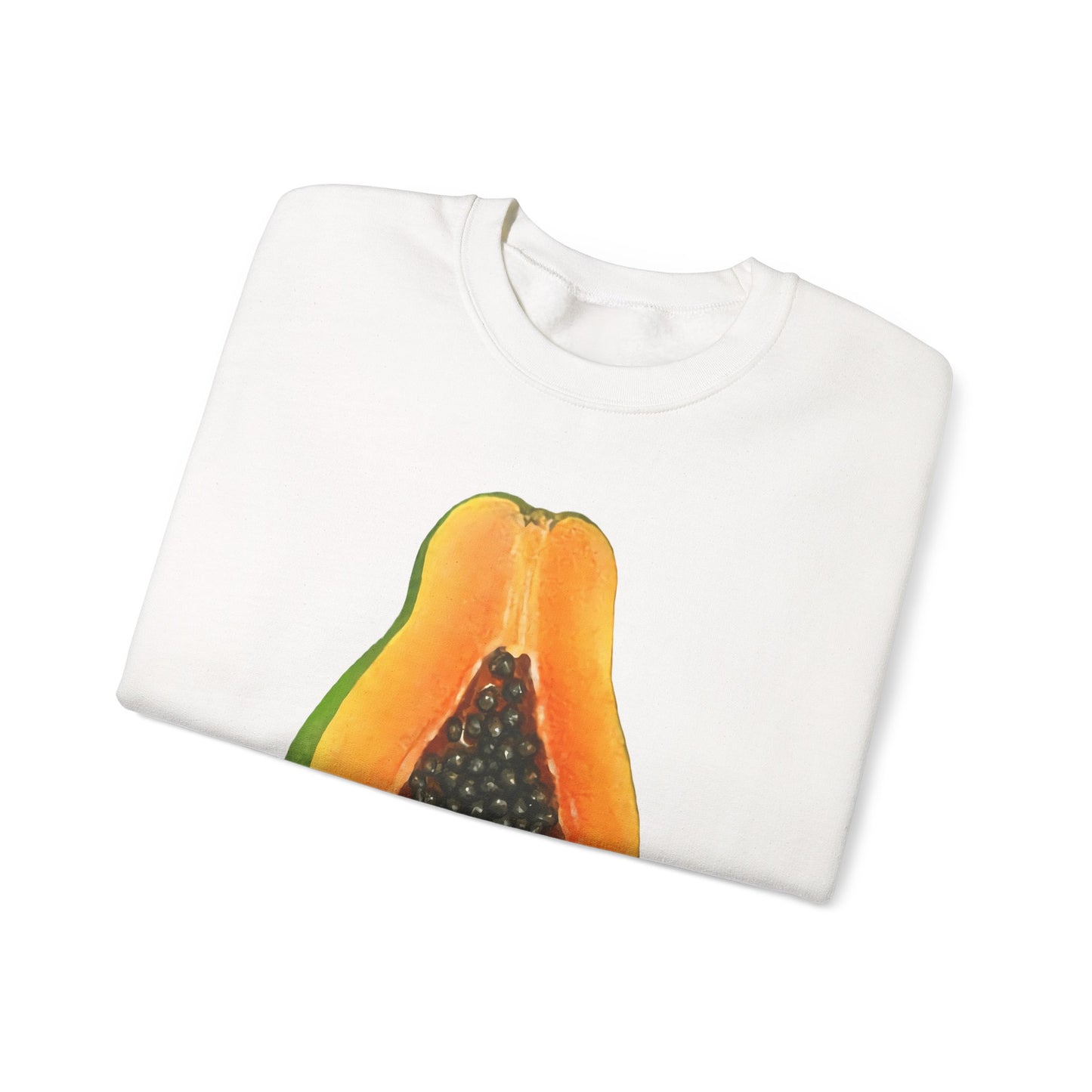 Papaya Slice Crewneck Sweatshirt | Aesthetic Tropical Fruit Pullover | Funny Lazy Halloween Costume & Foodie Gift
