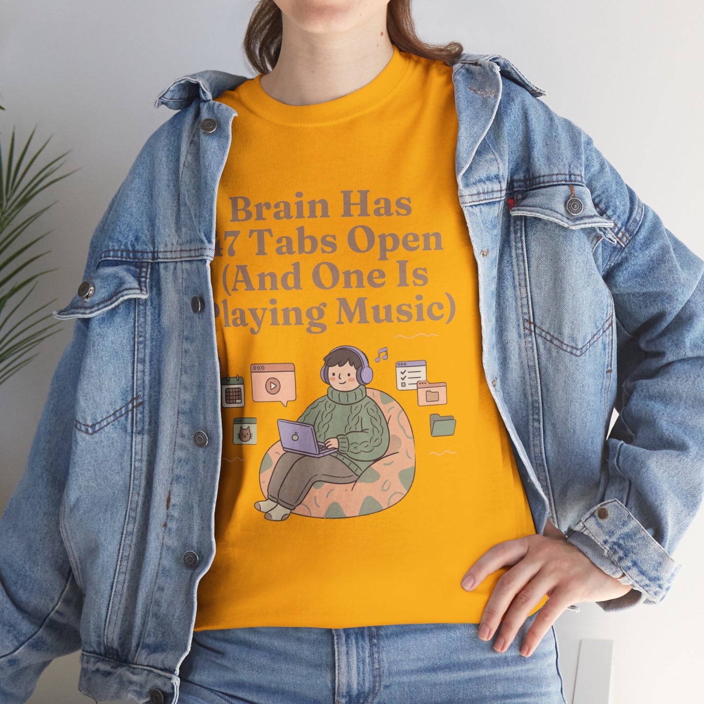 ADHD Lofi Aesthetic: 'Brain Has 47 Tabs Open (And One Is Playing Music)' Graphic Tee