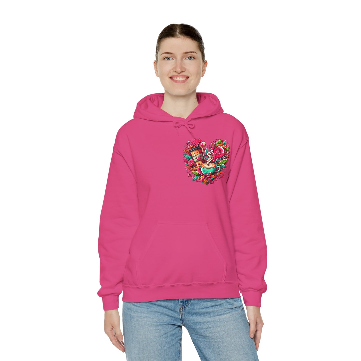 Urban Brew: Vibrant Graffiti Coffee Love Heart Hoodie