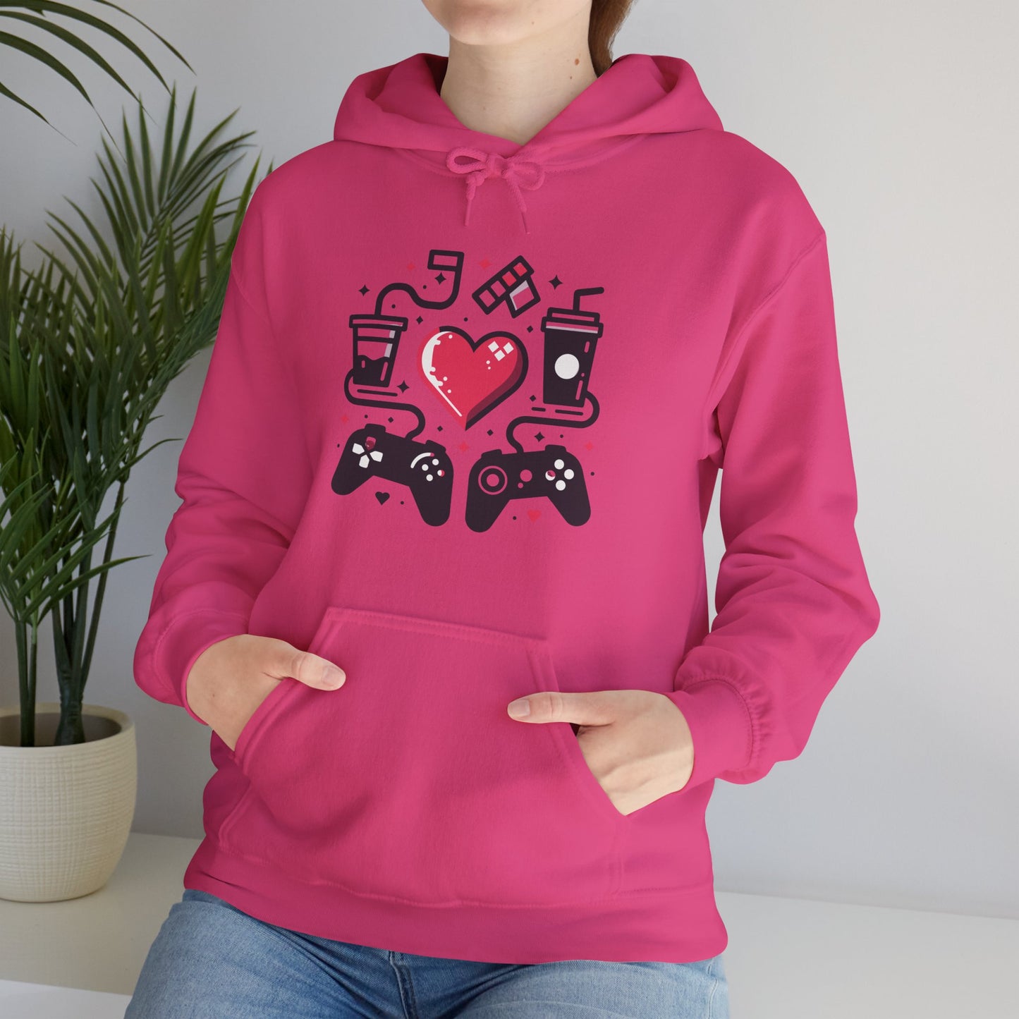 Viral Gamer Heart Life Hoodie - Retro Controllers Soda & Snacks Graphic Unisex Sweatshirt - Ultimate Gaming Gift