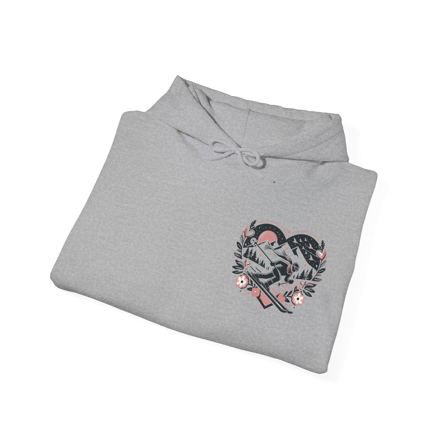 Love the Slopes" Skiing Hoodie | Mountain Heart Illustrated Sweatshirt | Après Ski & Winter Sports Gift